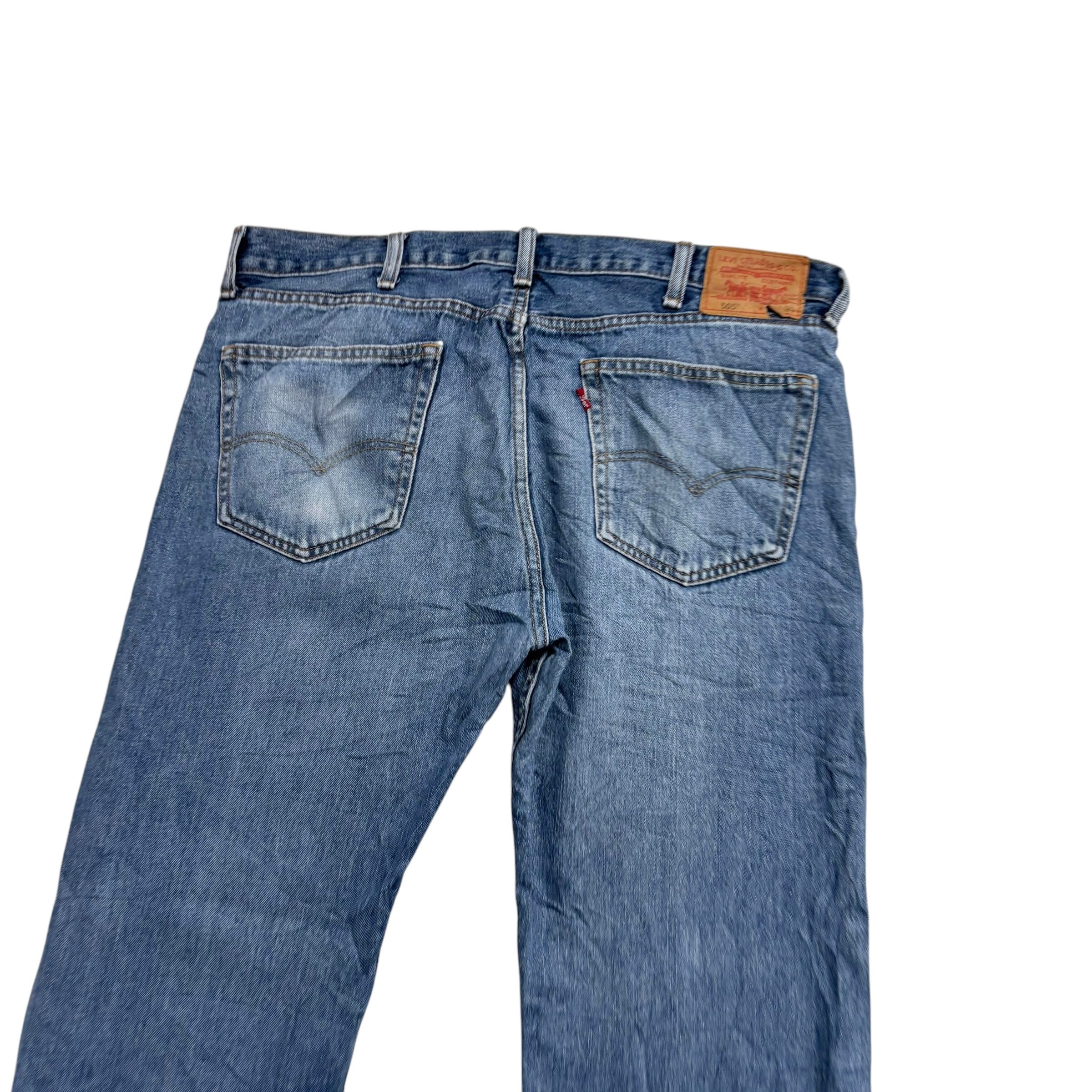 Levis 505 Jeans W38 L30 Mens Mid Blue Regular Straight Fit Vintage Denim (E)