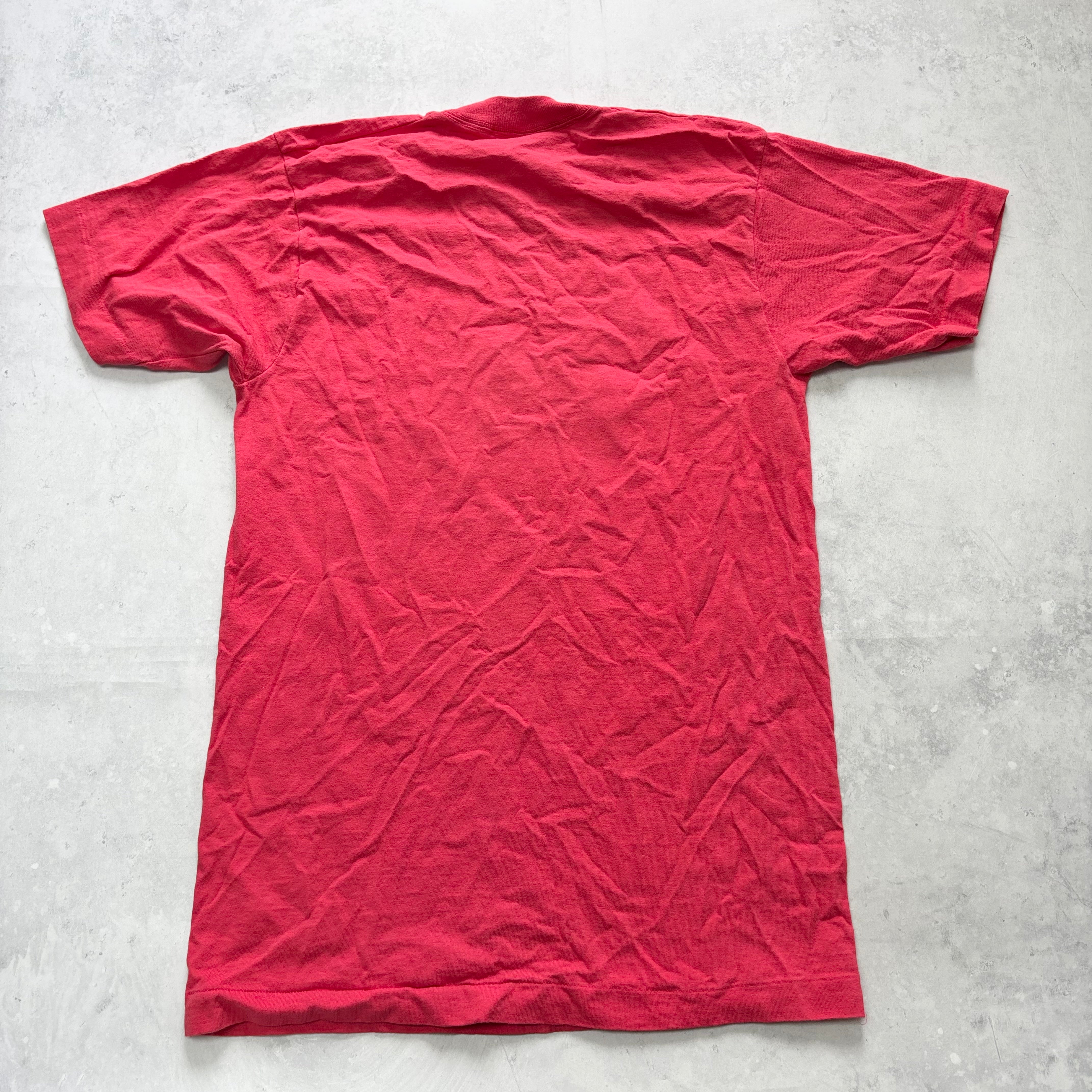Vintage T Shirt Mens Medium Pink Single Stitch Graphic Print 90s USA Nature (E)