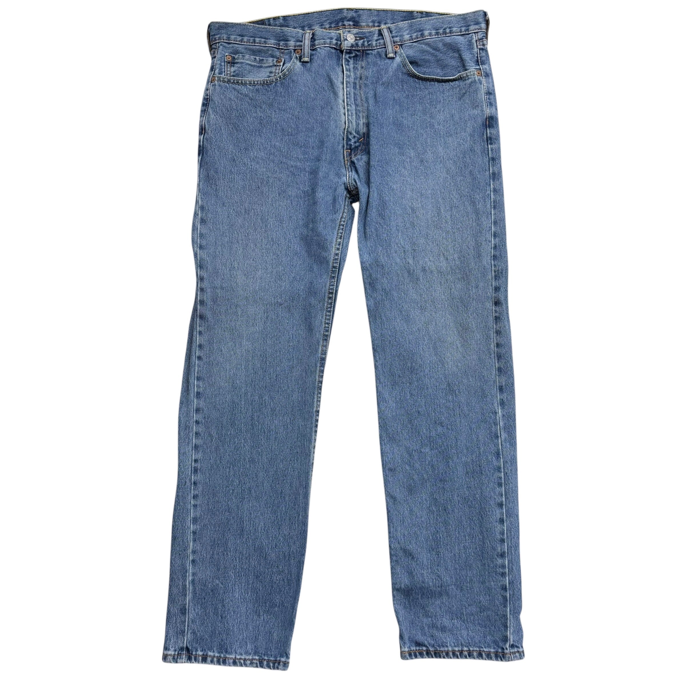 Levis 505 Jeans W38 L32 Mens Mid Blue Regular Straight Fit Denim (E)