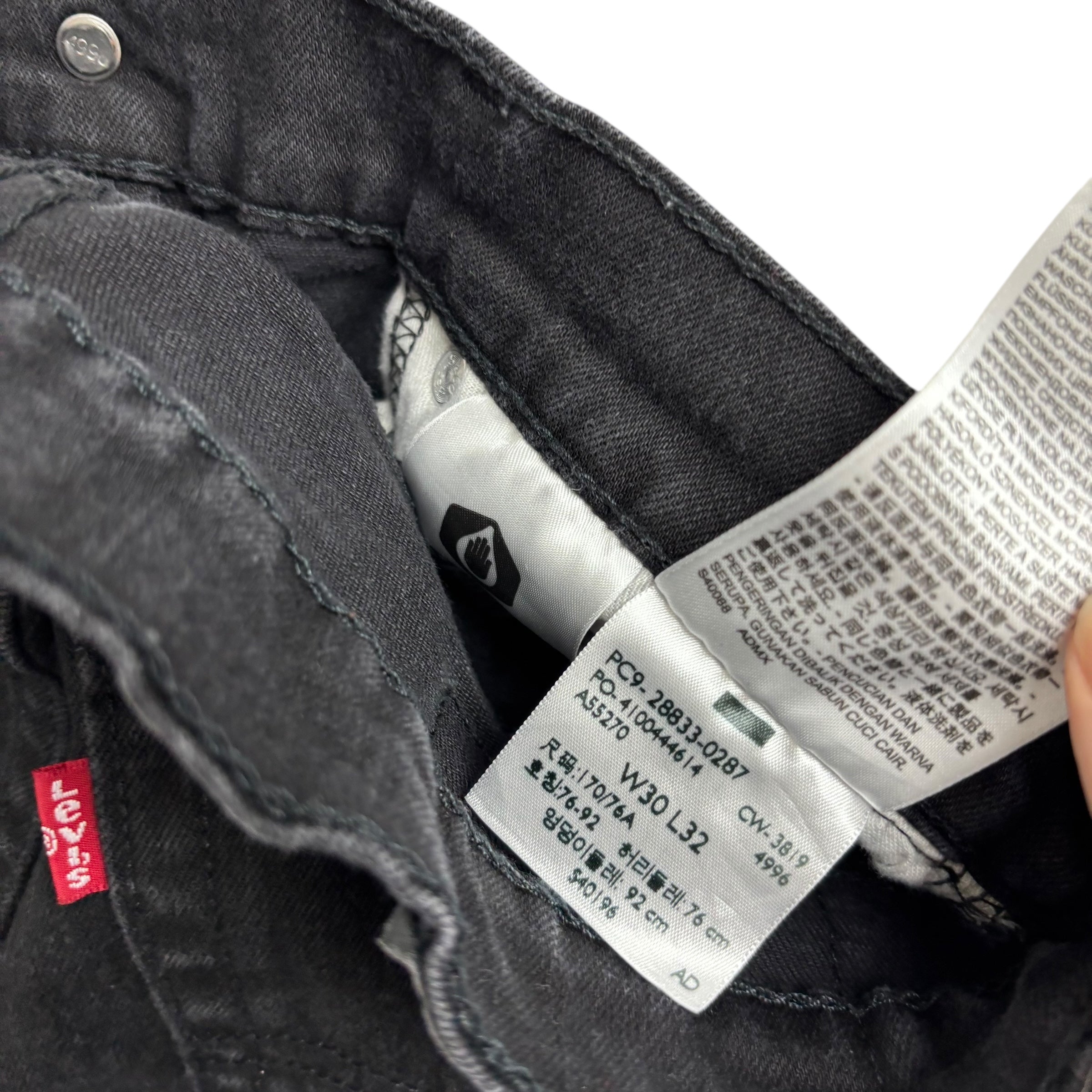 Levis 512 Jeans W29 L31 Mens Black Slim Tapered Fit Stretch Denim (E)