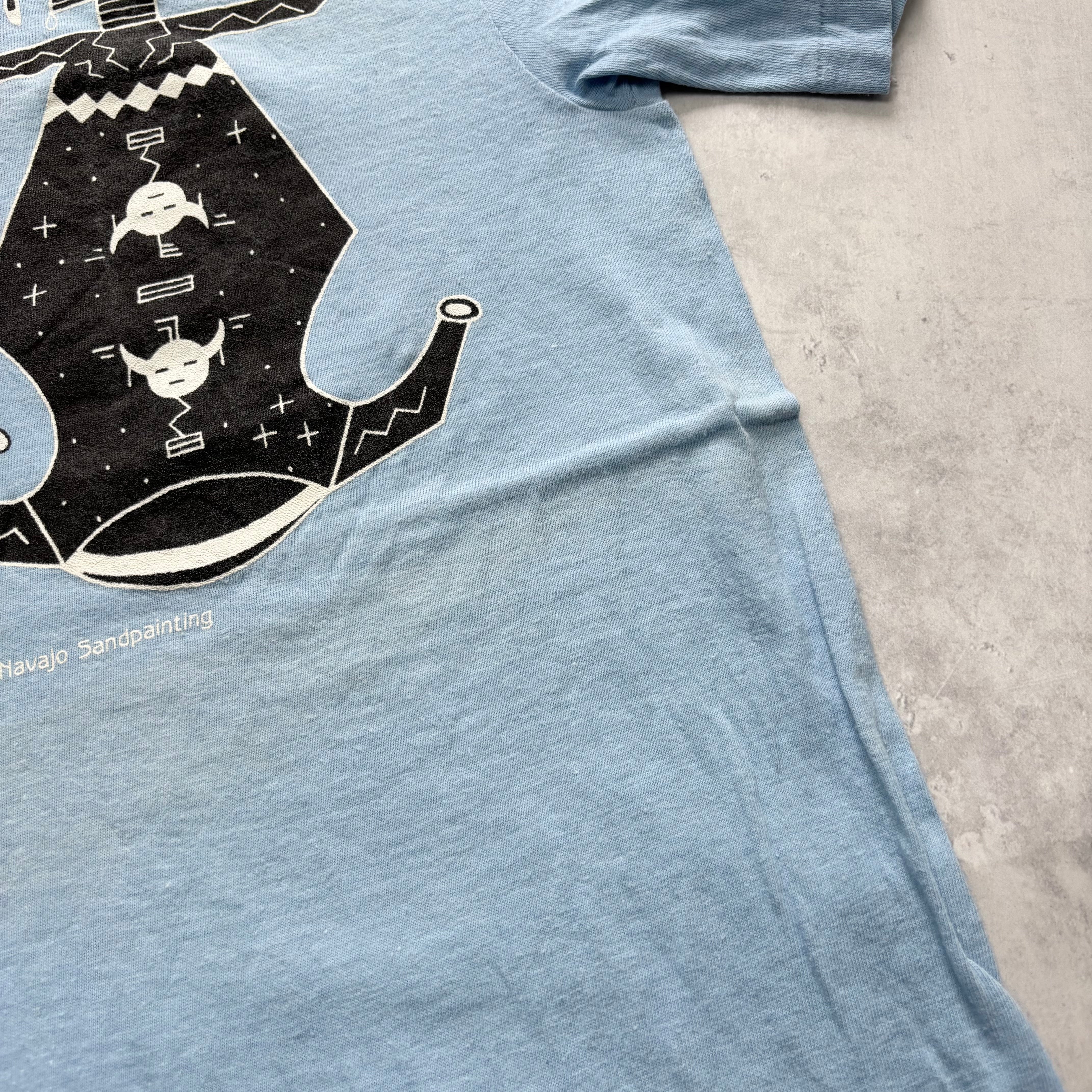 Vintage T Shirt Mens XS Blue Single Stitch Graphic Print 90s USA Beefy-T (F)