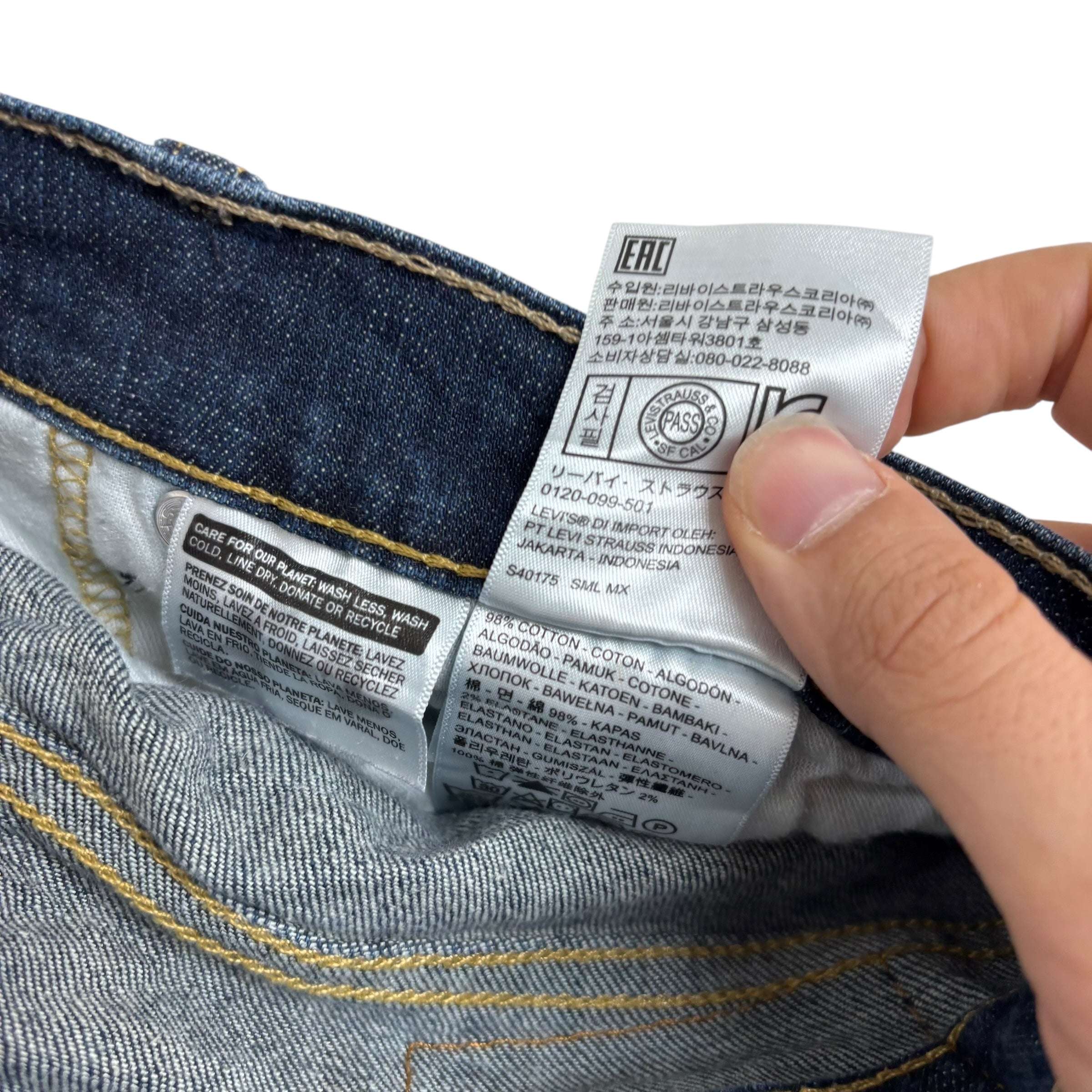 Levis 513 Jeans W32 L30 Mens Dark Blue Slim Straight Fit Stretch Denim (E)