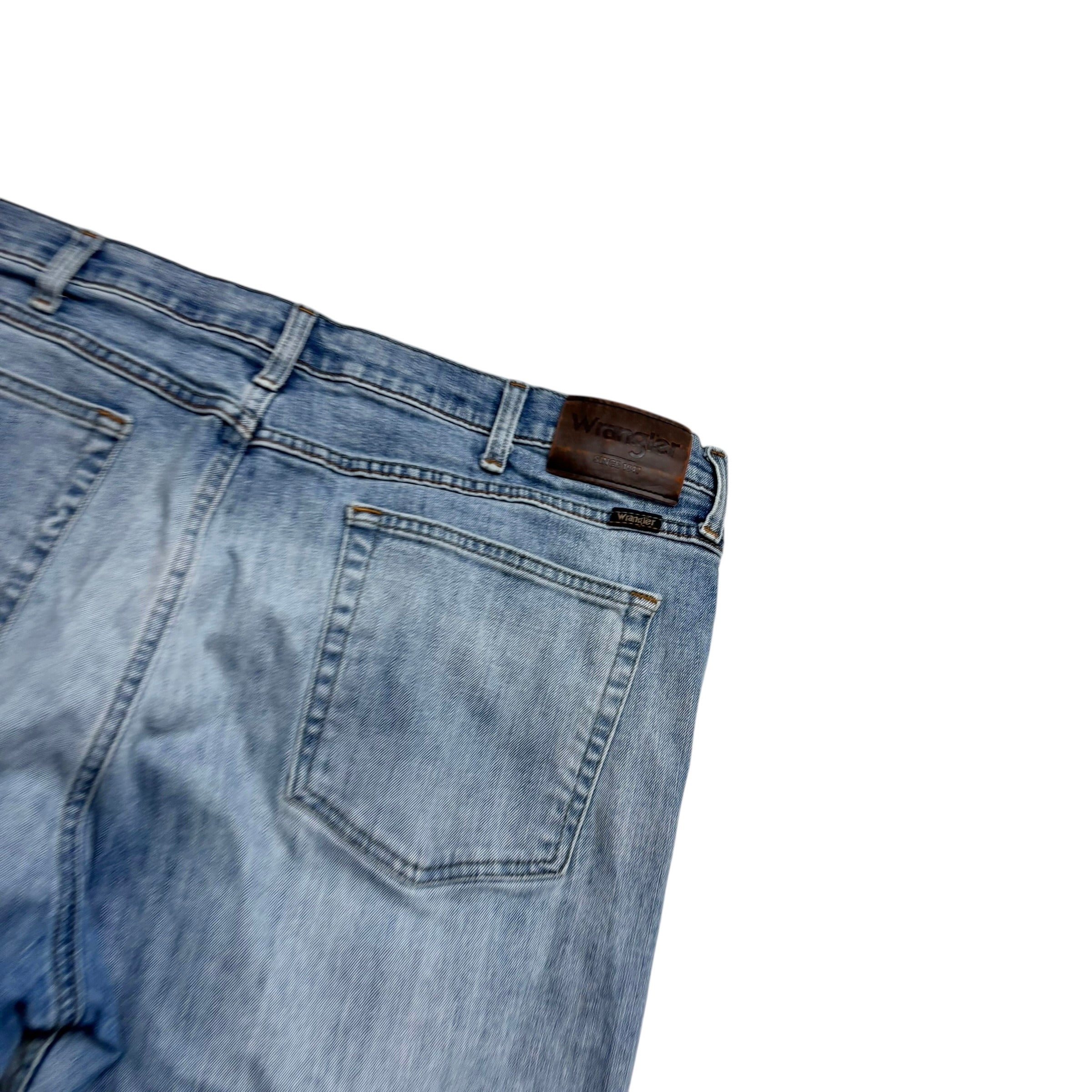 Wrangler Jeans W40 L30 Mens Mid Blue Regular Straight Fit Stretch Denim