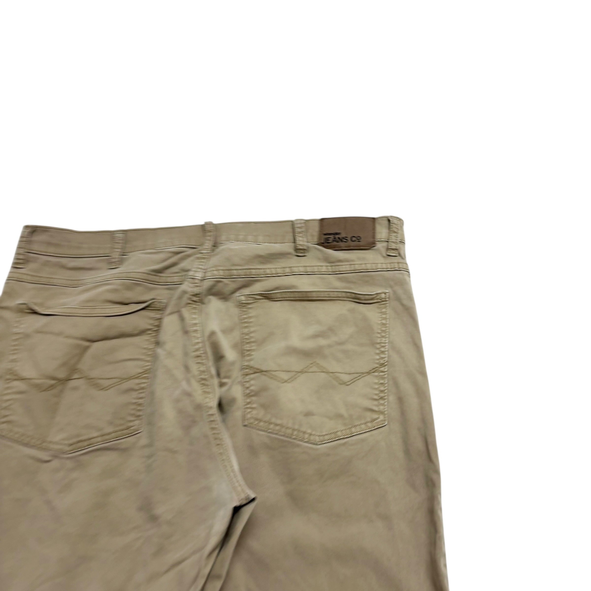 Wrangler Trousers W36 L30 Mens Beige Regular Straight Fit Stretch Pants