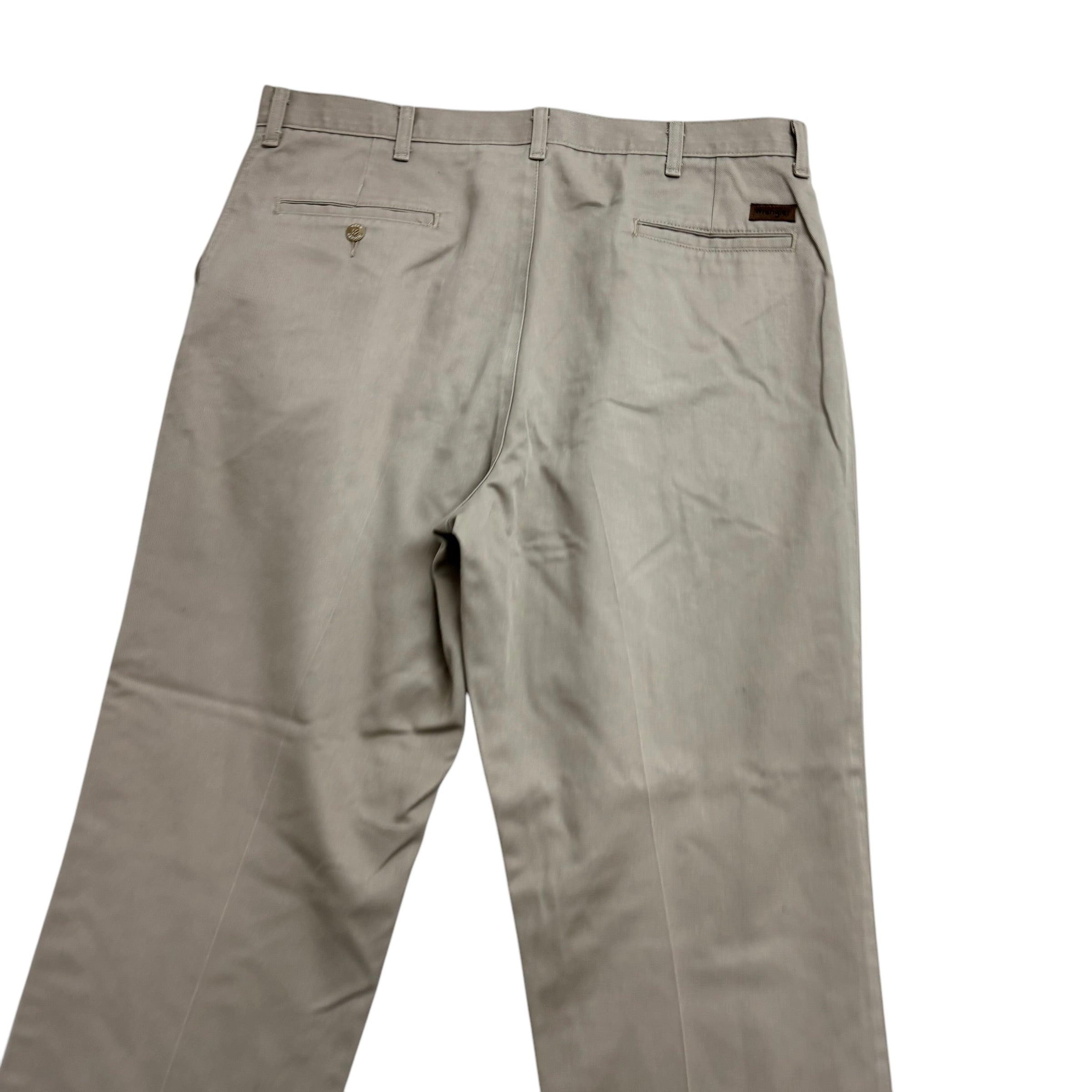 Wrangler Pleated Trousers W38 L30 Mens Beige Relaxed Straight Fit Pants (E)