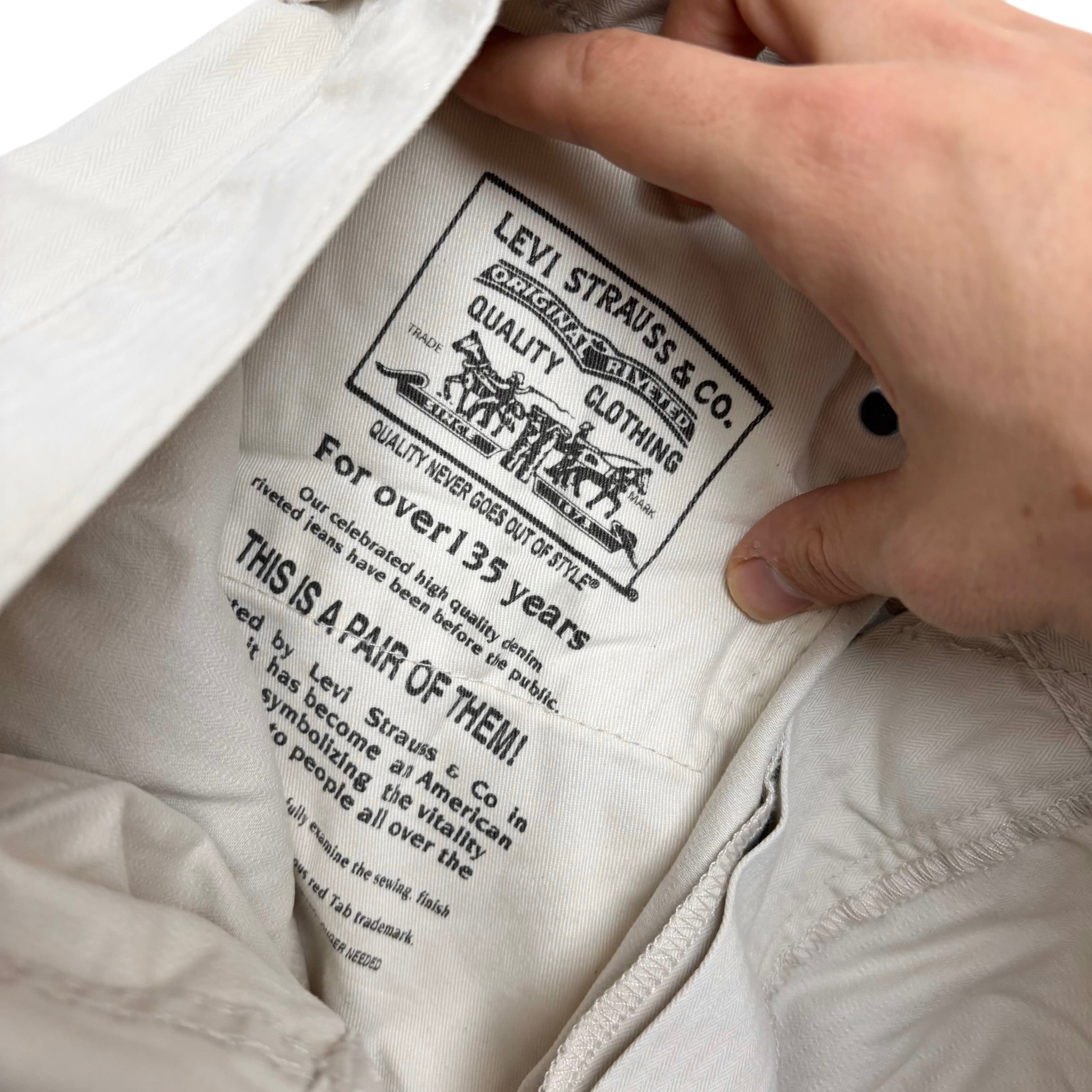 Levis 513 Jeans W36 L32 Mens White Slim Straight Fit Vintage Denim