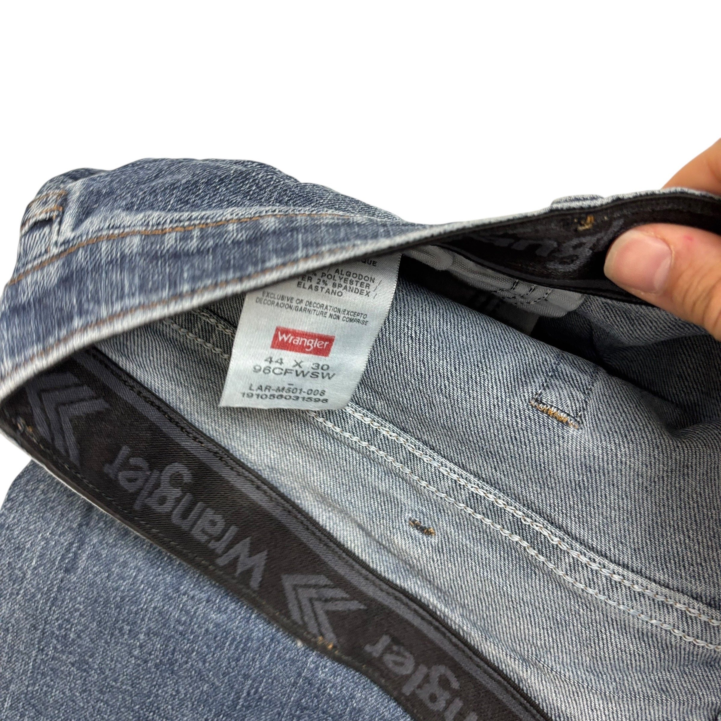 Wrangler Jeans W44 L30 Mens Mid Blue Regular Straight Fit Stretch Denim