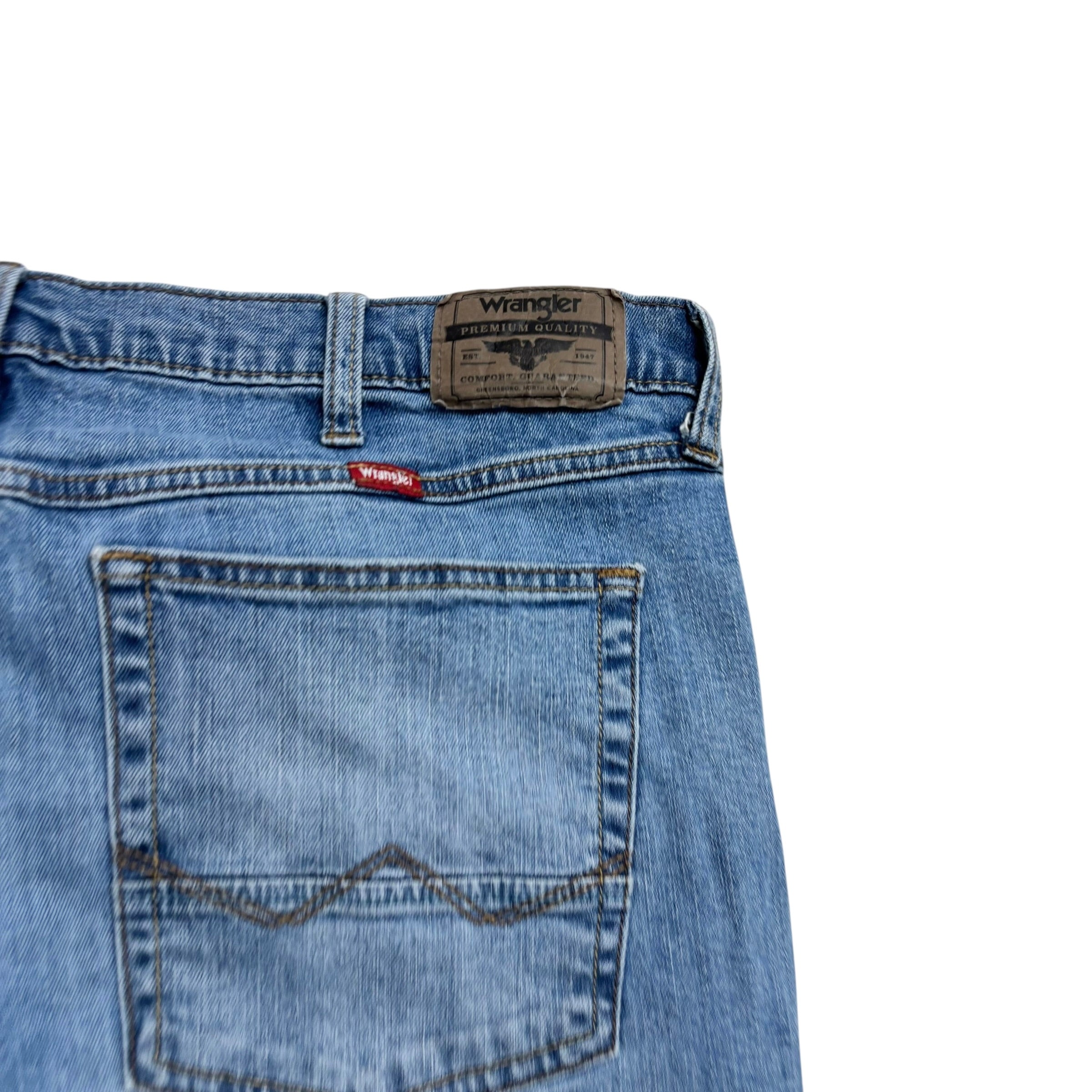 Wrangler Jeans W38 L32 Mens Mid Blue Regular Tapered Fit Stretch Denim (F)