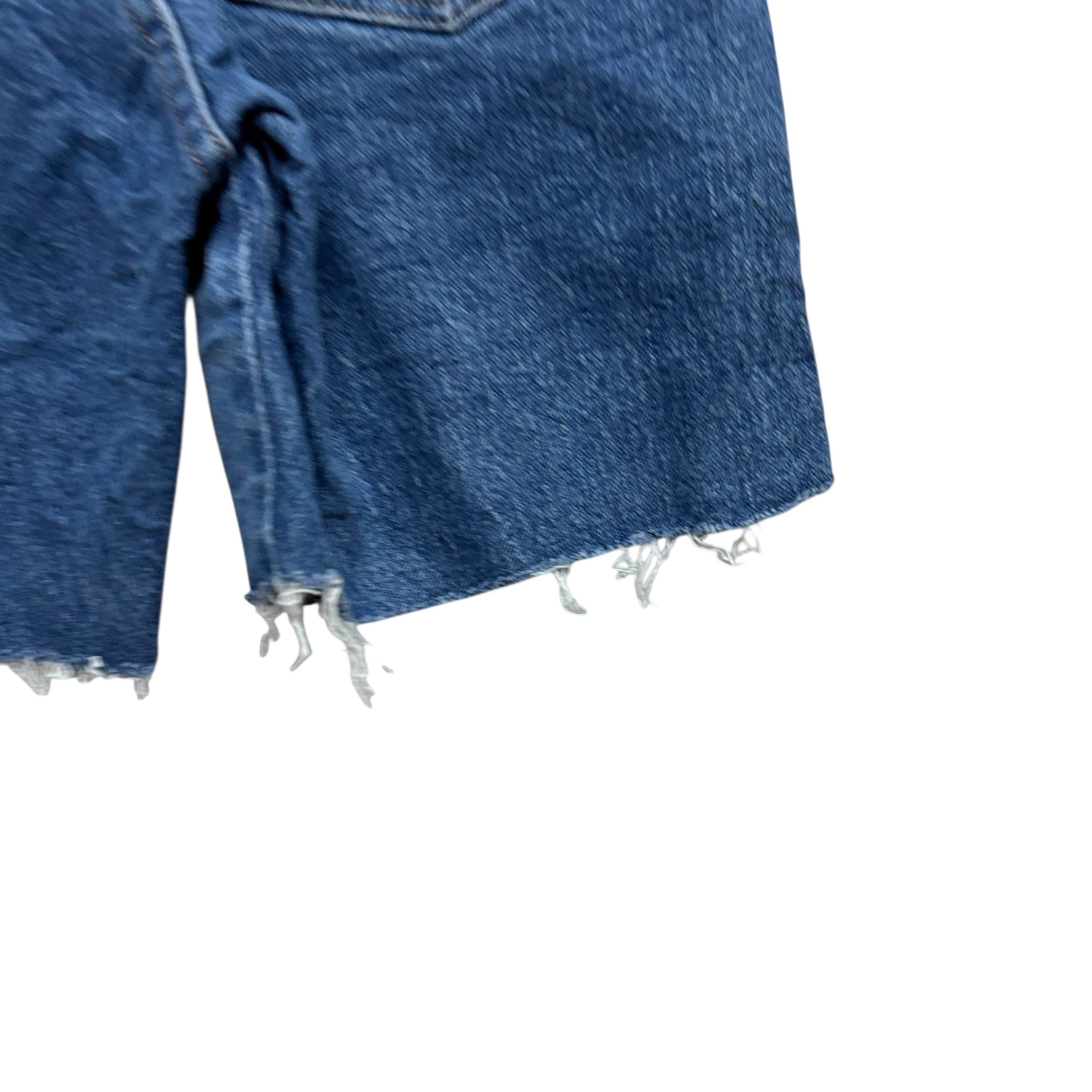 Wrangler Denim Shorts W32 Mens Mid Blue Cut Off 6in Regular Fit Stretch