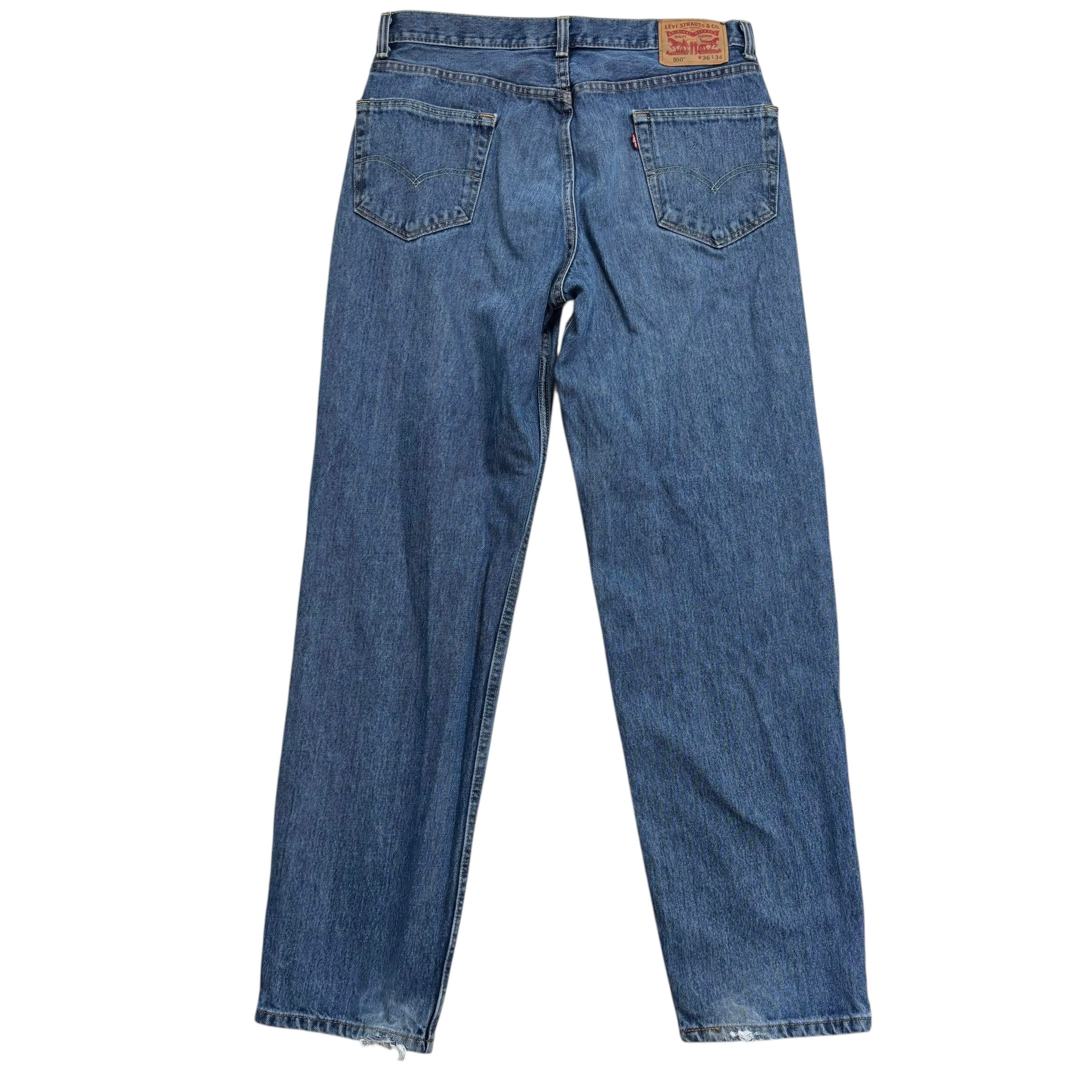 Levis 550 Jeans W36 L34 Mens Mid Blue Baggy Relaxed Straight Fit Denim (F)