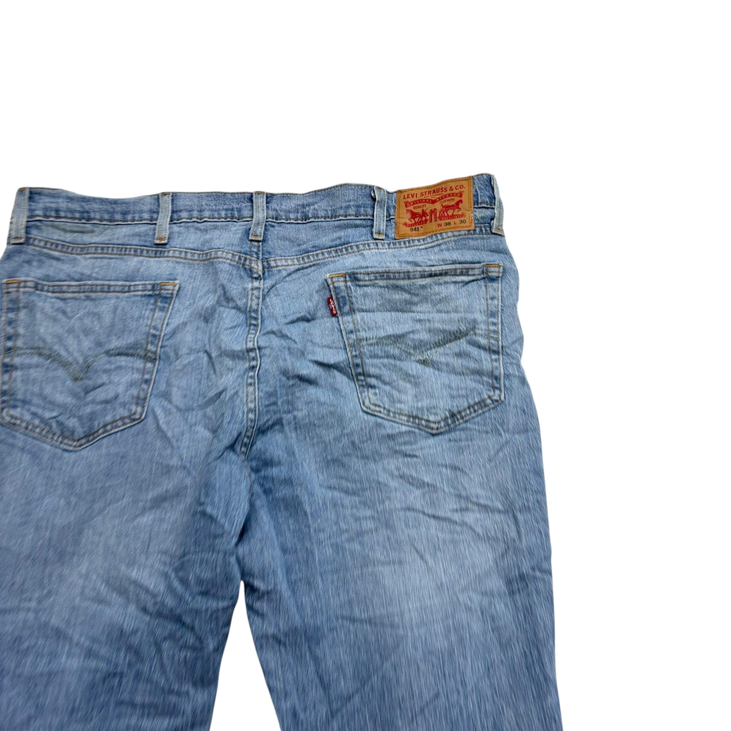 Levis 541 Jeans W38 L30 Mens Light Blue Athletic Tapered Fit Stretch Denim (F)