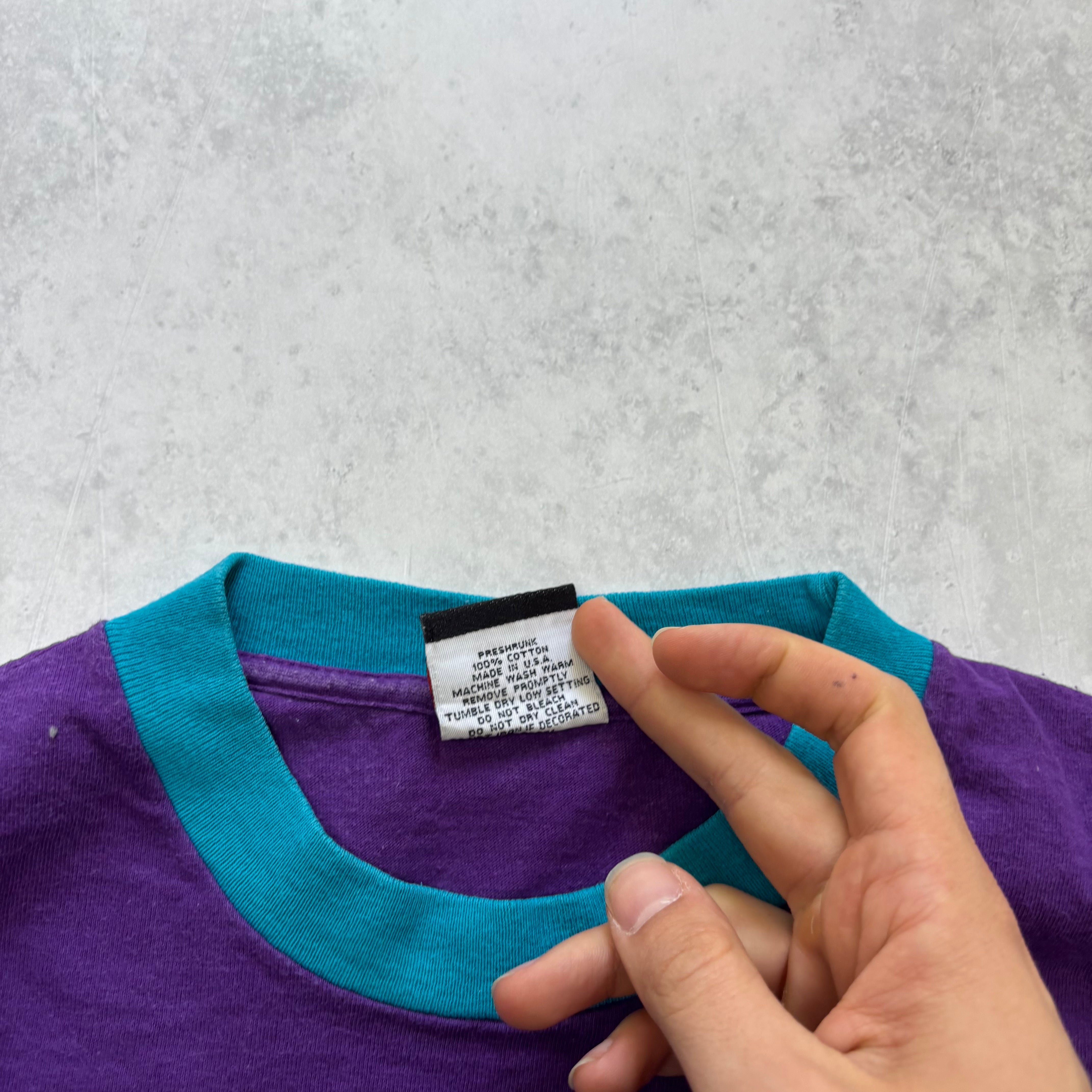 Vintage T Shirt Mens Large Purple Single Stitch 90s (E)