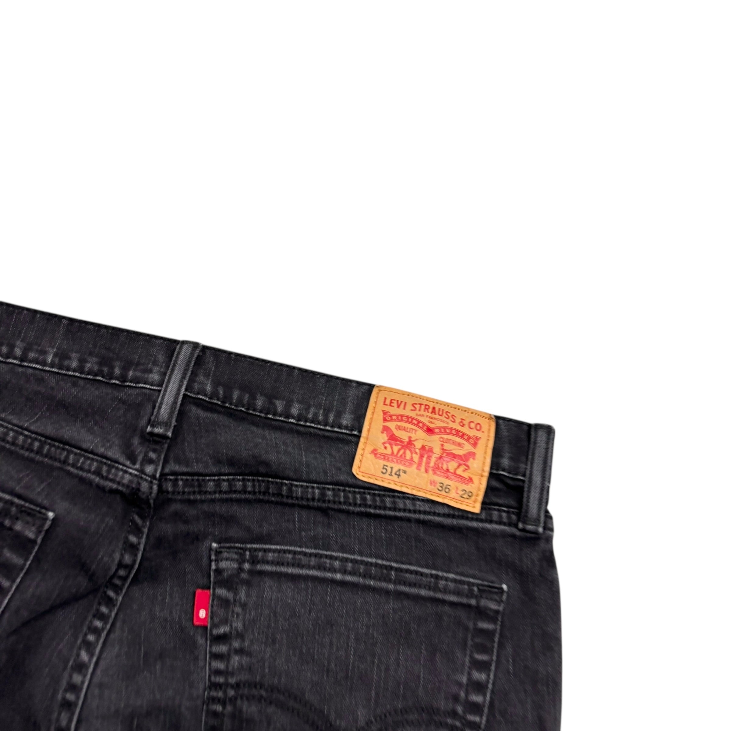 Levis 514 Jeans W36 L29 Mens Black Regular Straight Fit Stretch Denim