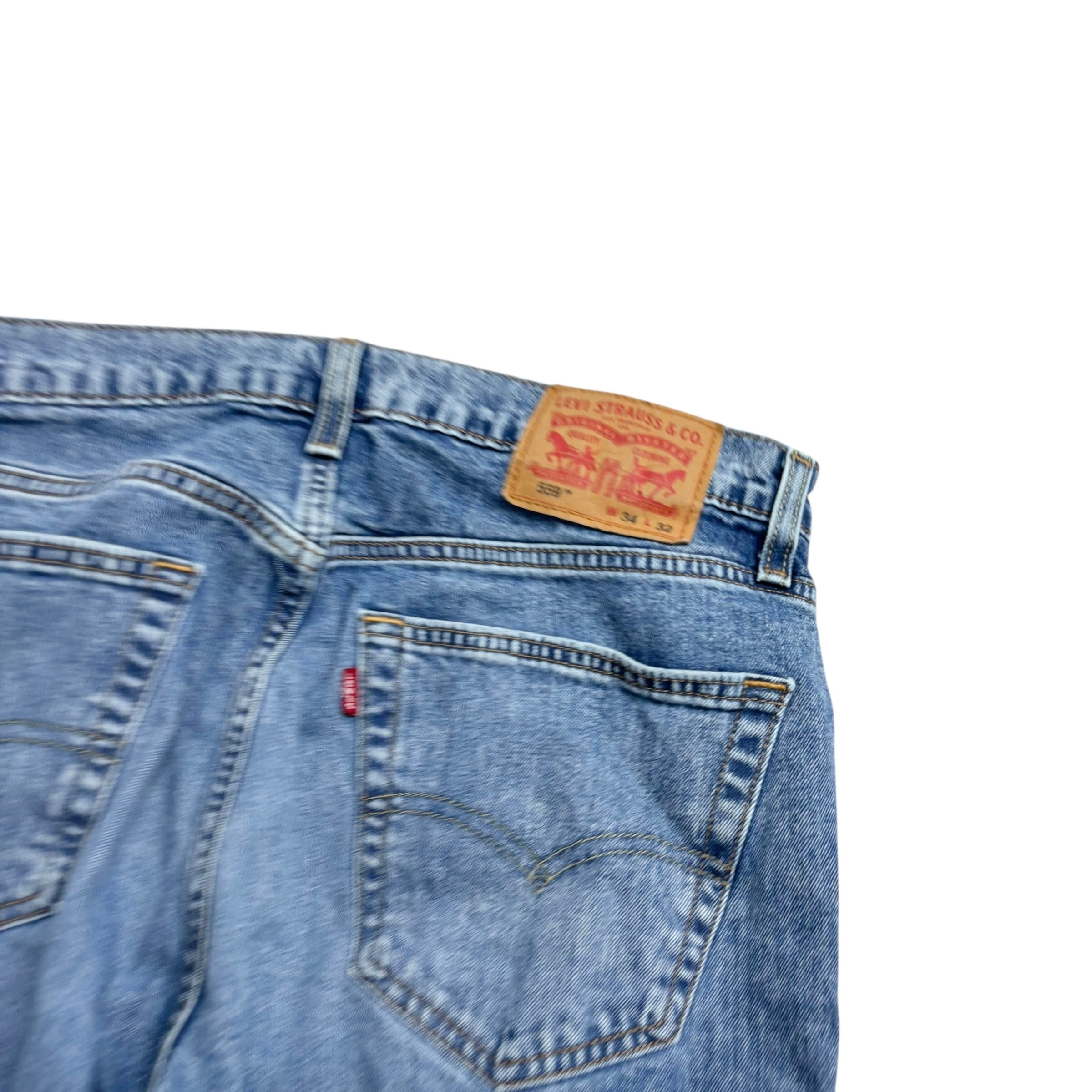 Levis 559 Jeans W34 L31 Mens Mid Blue Regular Straight Fit Stretch Denim