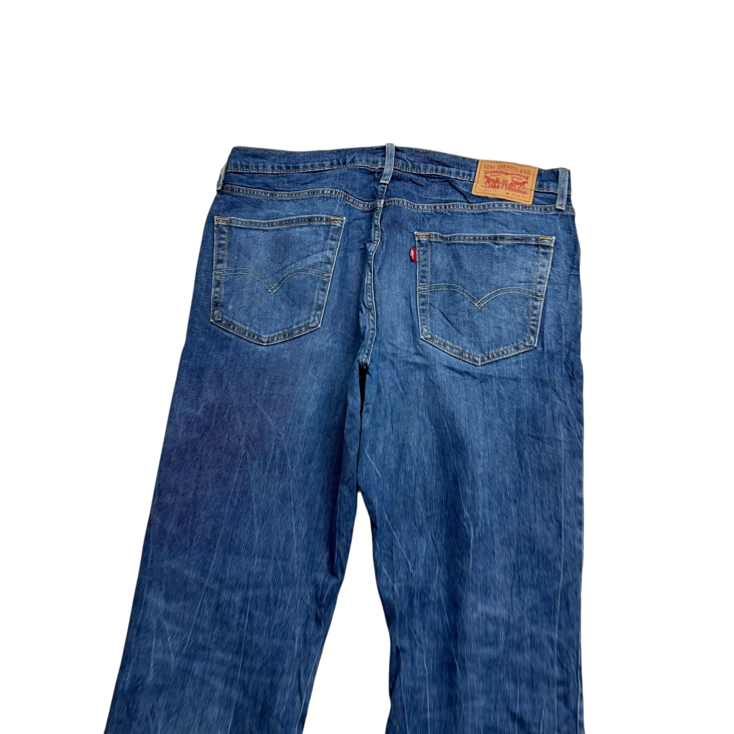 Levis 541 Jeans W36 L32 Mens Mid Blue Athletic Tapered Fit Stretch Denim (E)