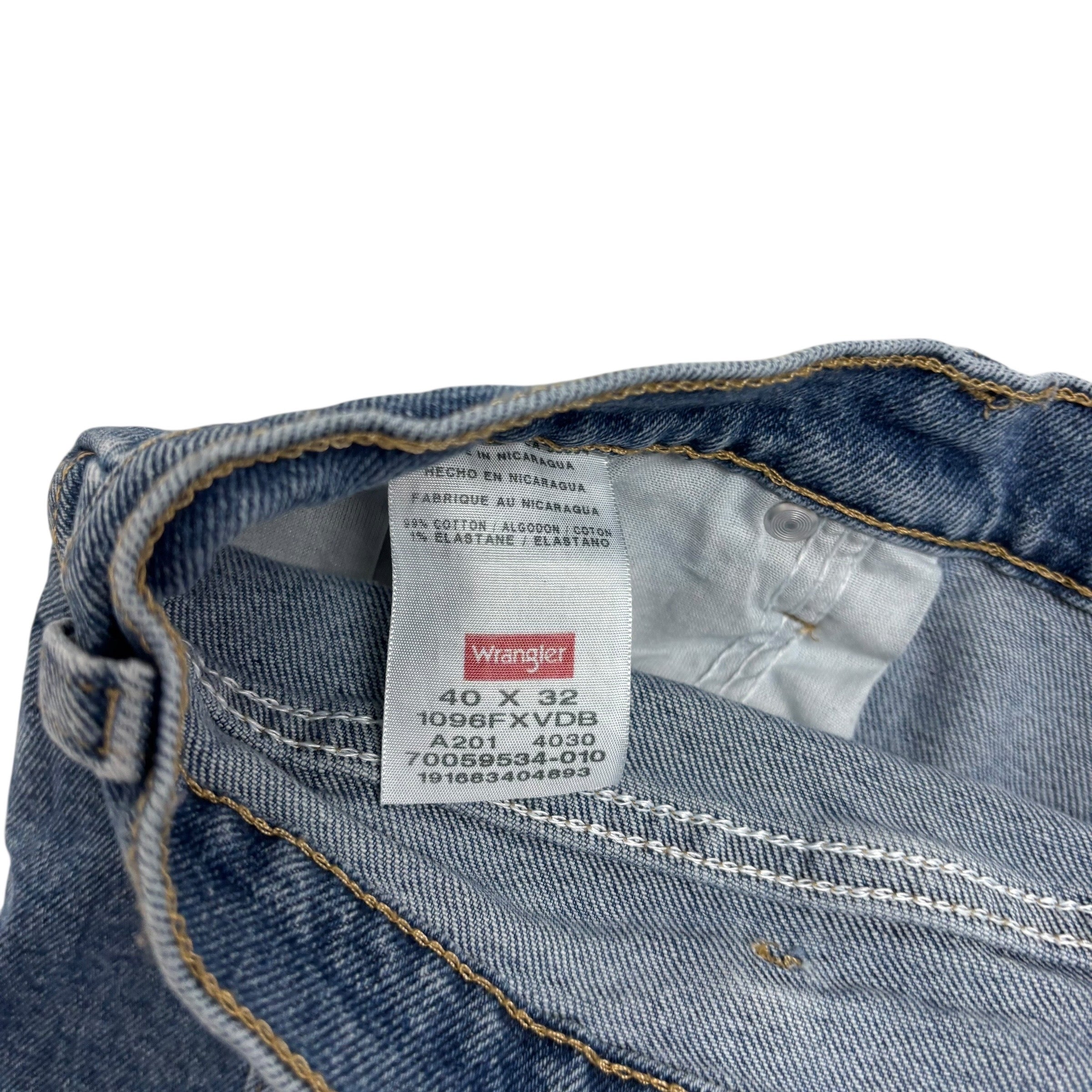 Wrangler Jeans W40 L32 Mens Mid Blue Regular Straight Fit Stretch Denim