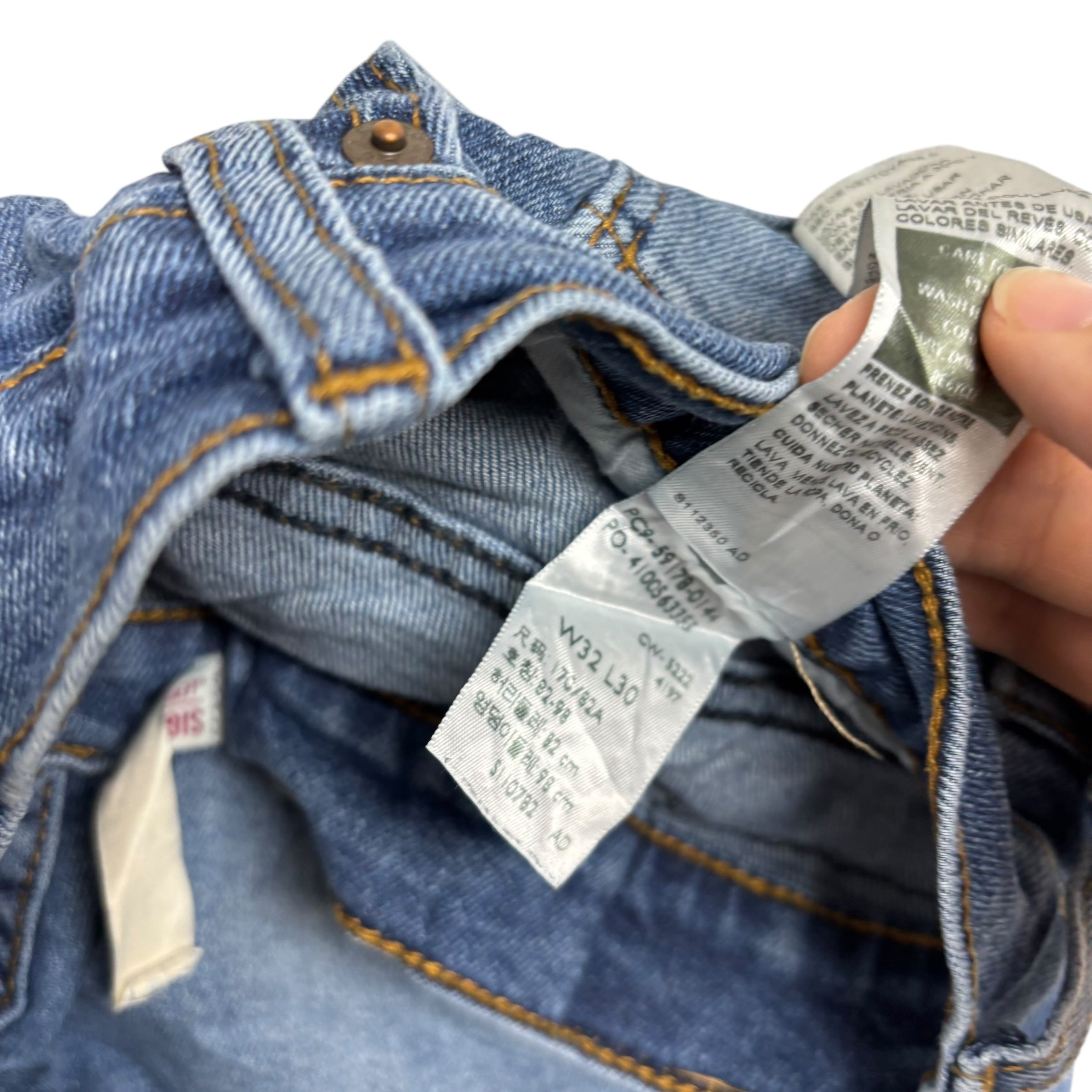 Levis Signature Jeans W32 L30 Mens Mid Blue Slim Fit Stretch Denim (E)