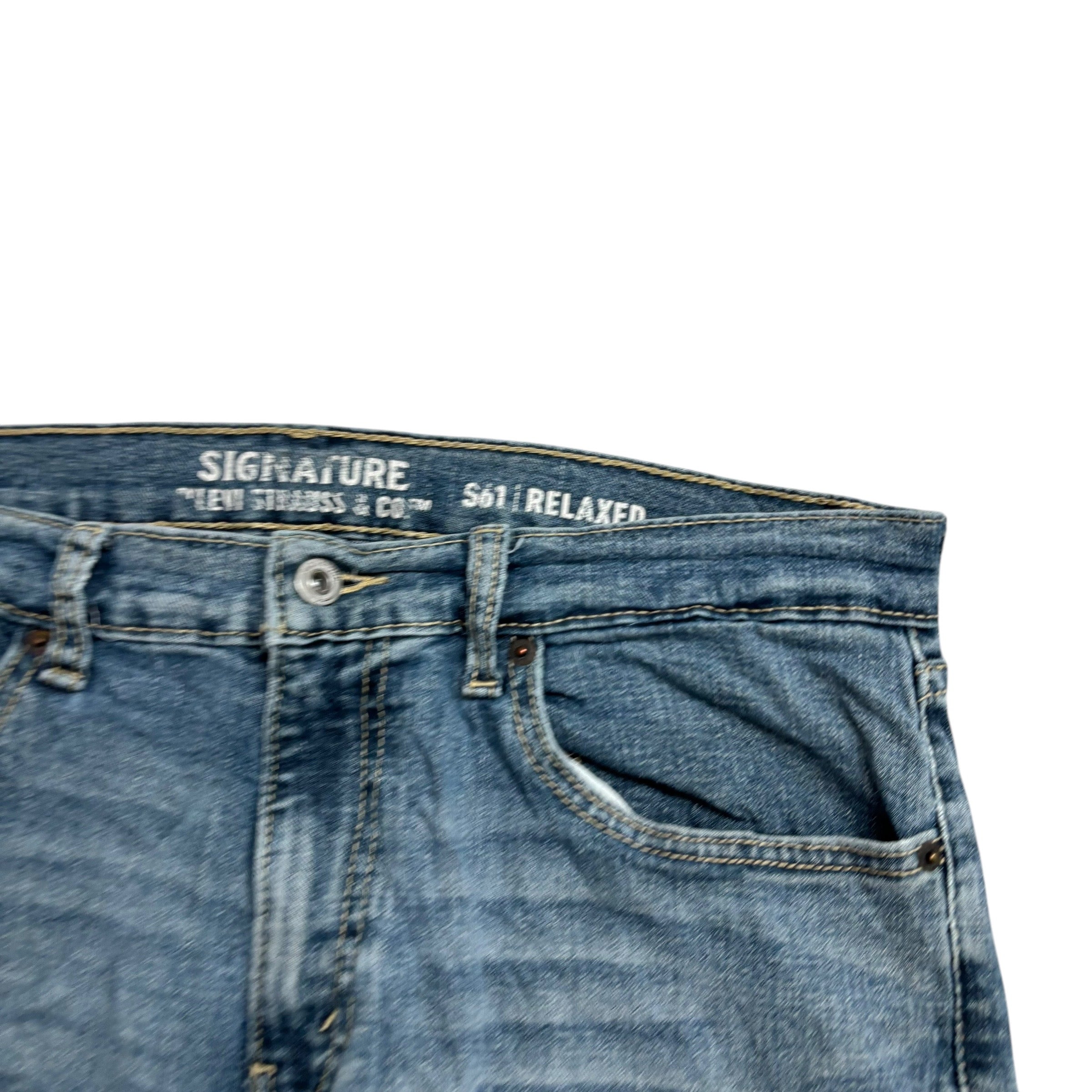 Levis Signature Jeans W34 L34 Mens Mid Blue Athletic Tapered Fit Stretch (E)