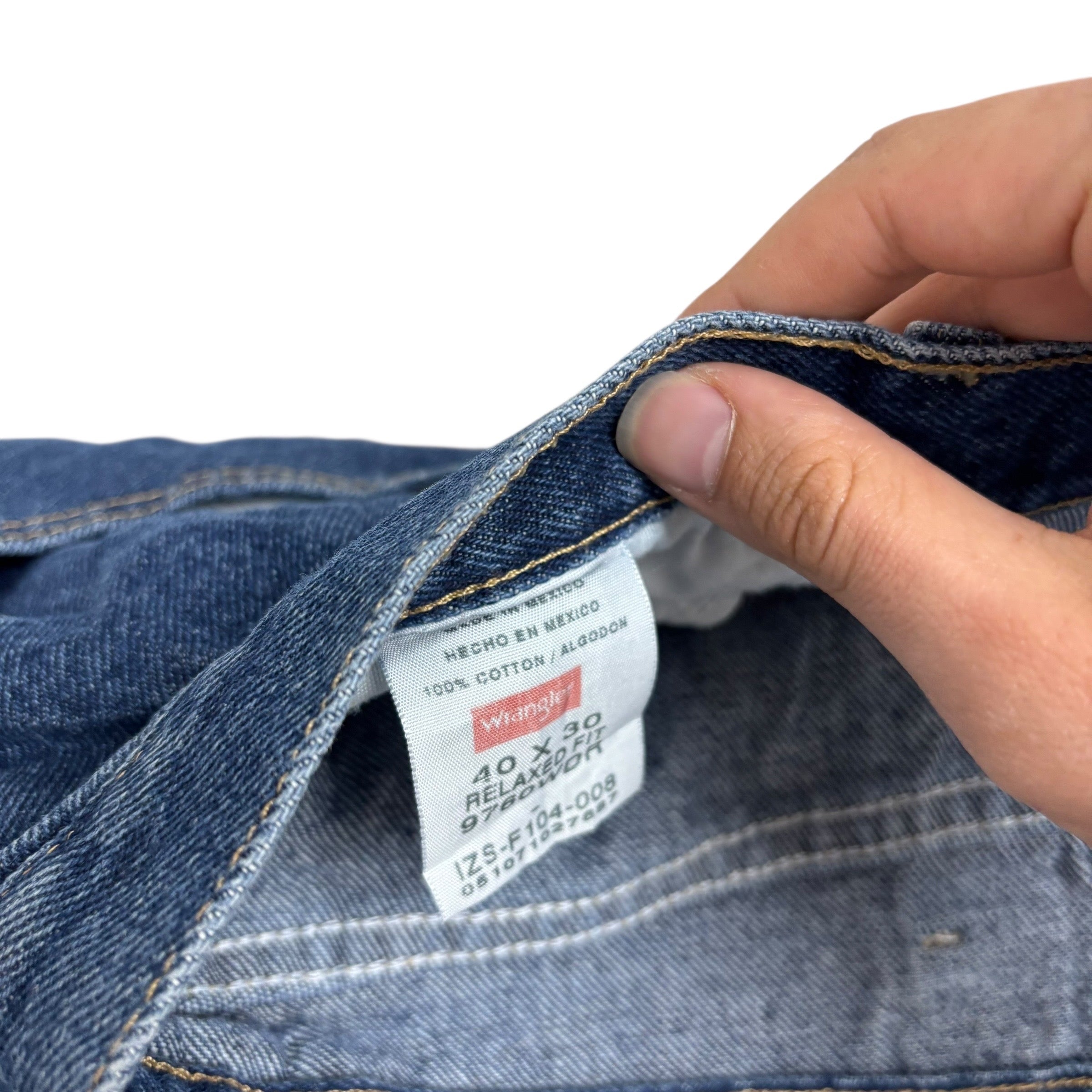 Wrangler Jeans W40 L30 Mens Mid Blue Relaxed Straight Fit Baggy Denim (E)