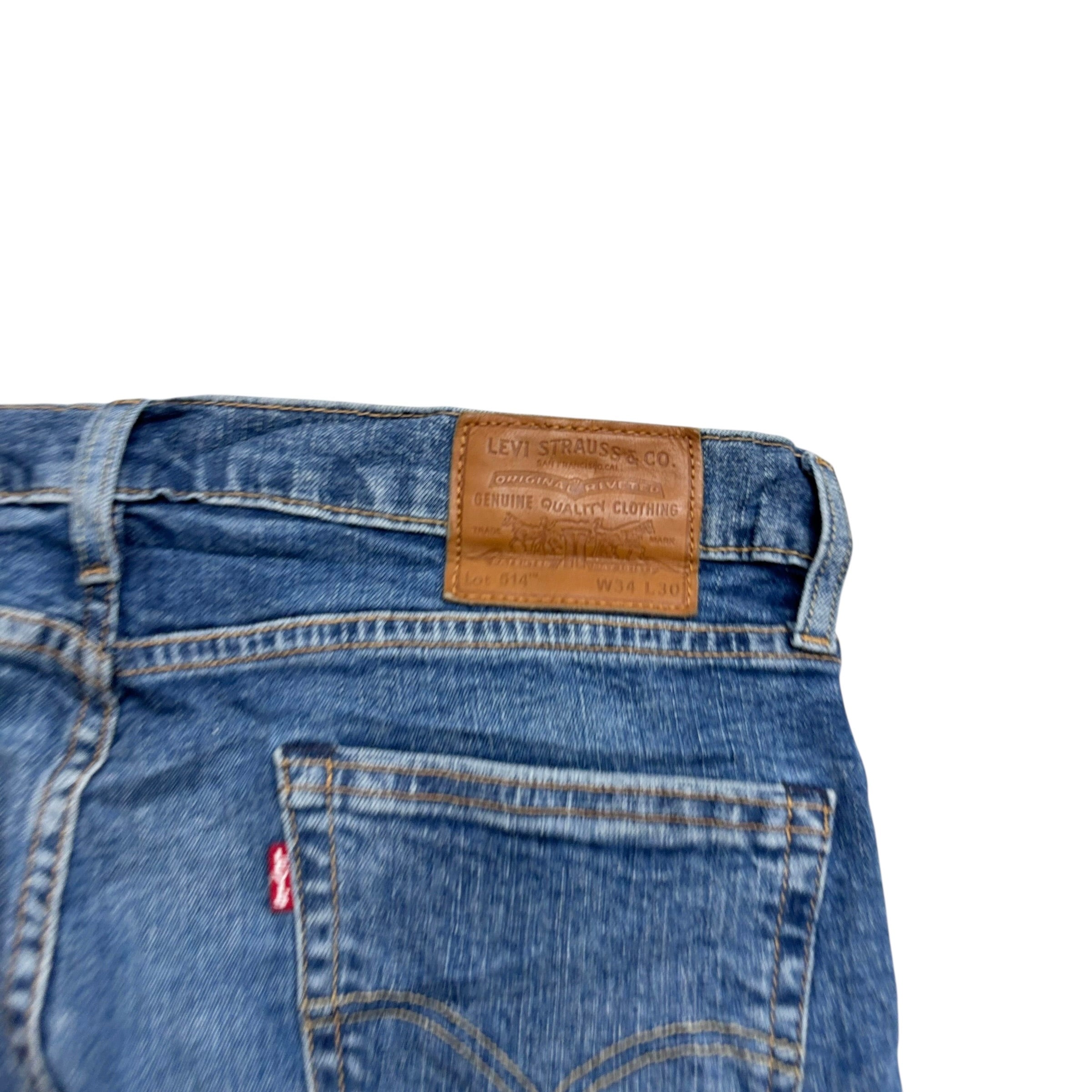 Levis 514 Jeans W34 L30 Mens Mid Blue Regular Straight Fit Stretch Premium (E)