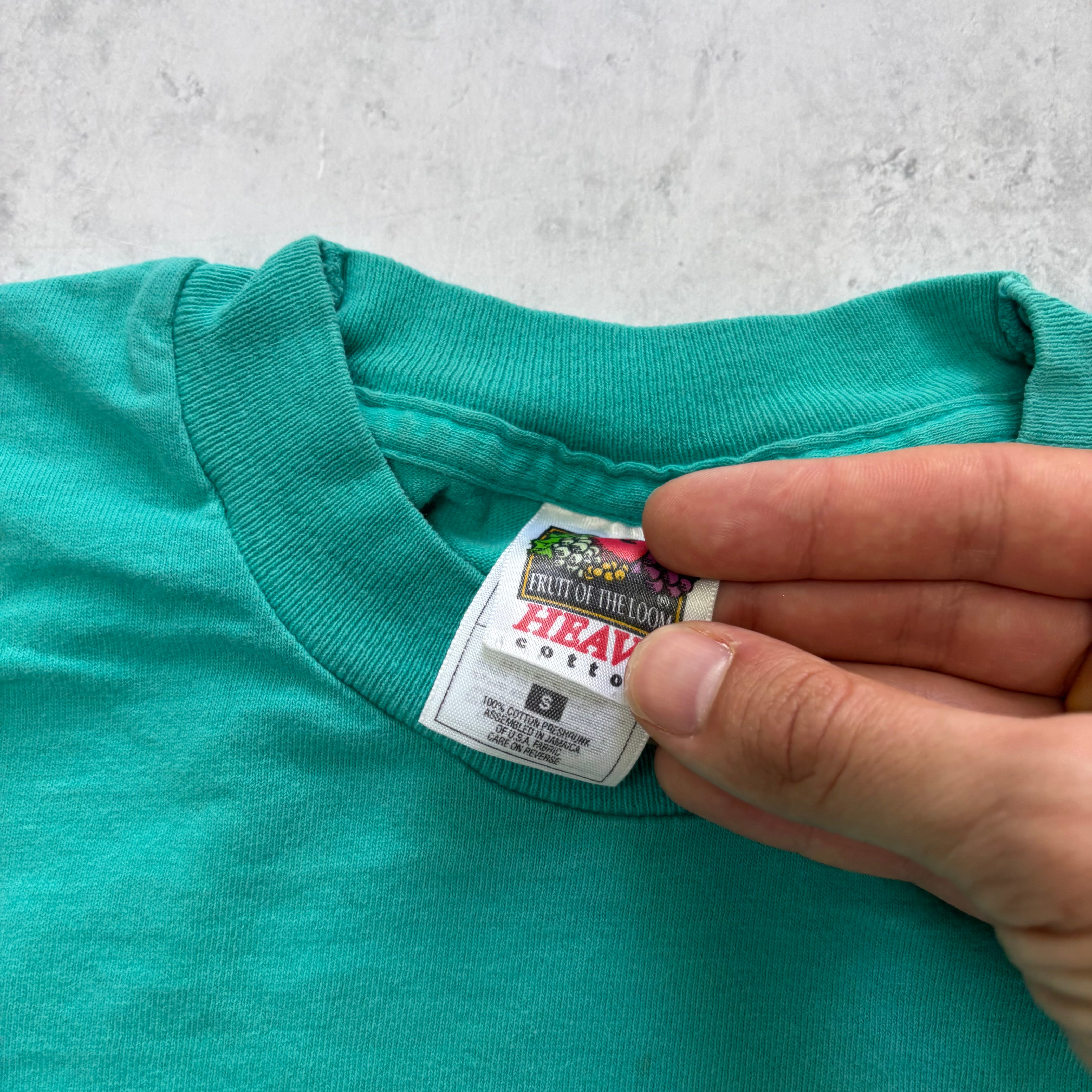 Vintage T Shirt Mens XS Green Single Stitch Graphic Print 90s