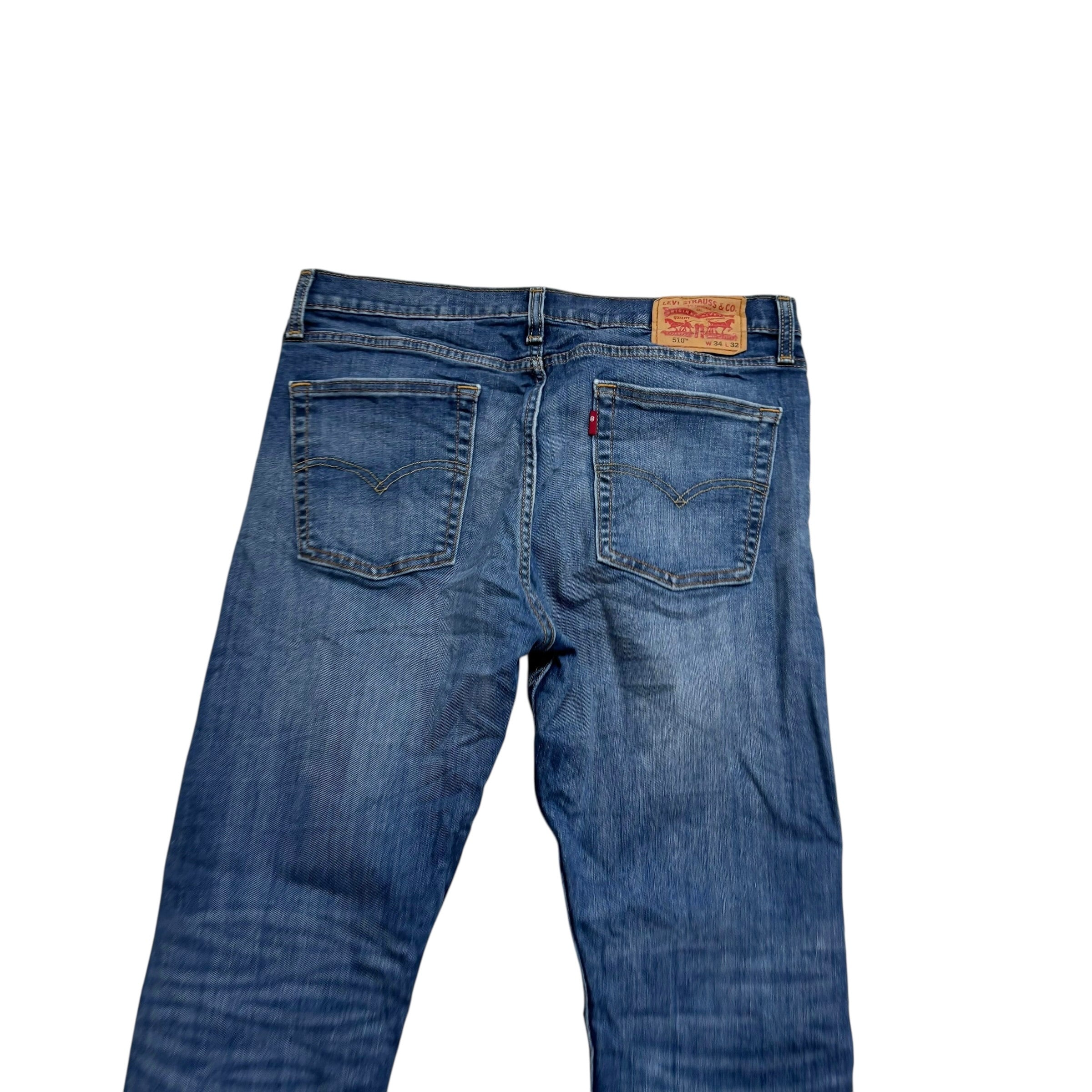 Levis 510 Jeans W34 L32 Mens Mid Blue Skinny Fit Stretch Denim