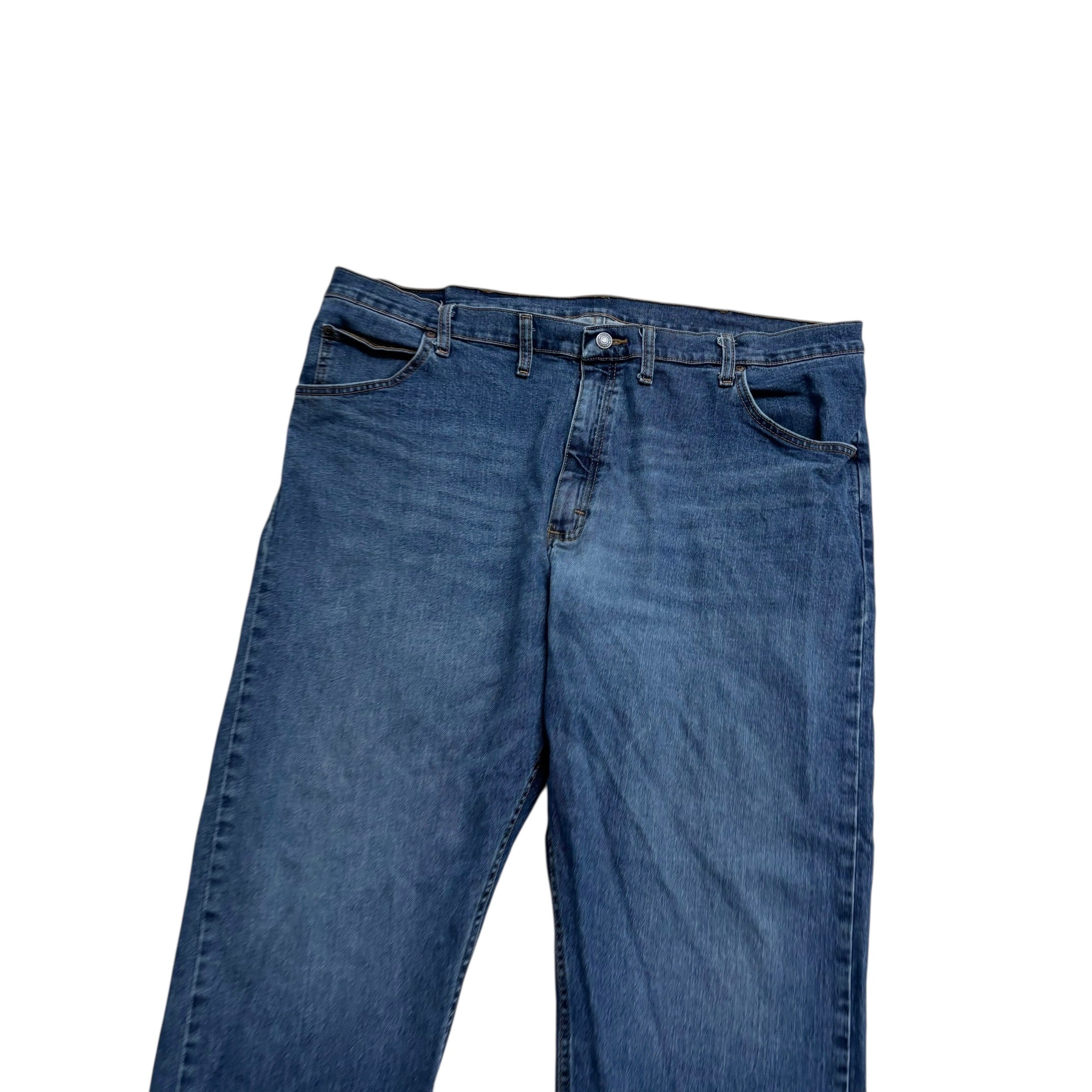 Wrangler Jeans W44 L30 Mens Mid Blue Relaxed Straight Fit Stretch Denim (E)