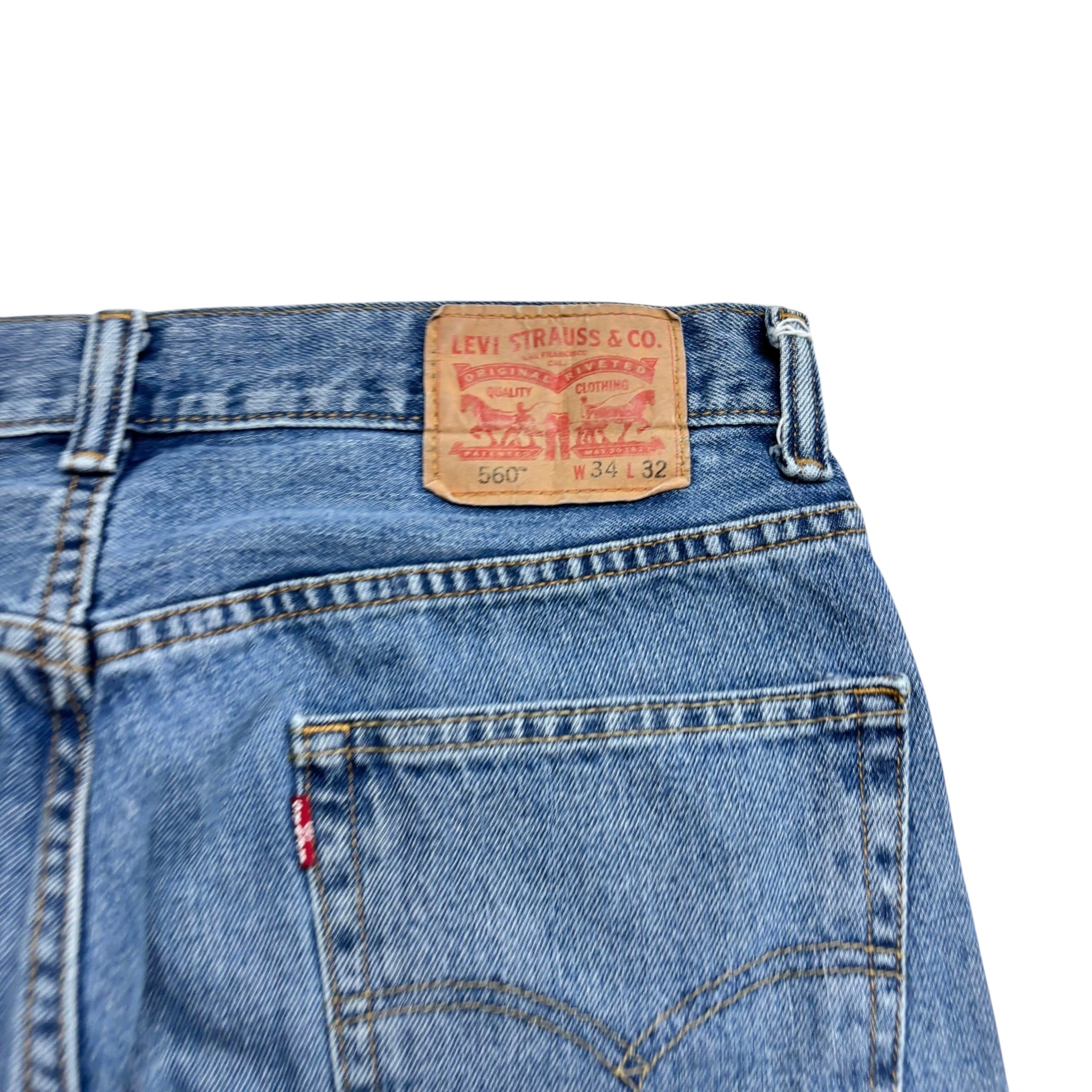 Levis 560 Jeans W34 L32 Mens Mid Blue Baggy Relaxed Comfort Vintage Denim (E)