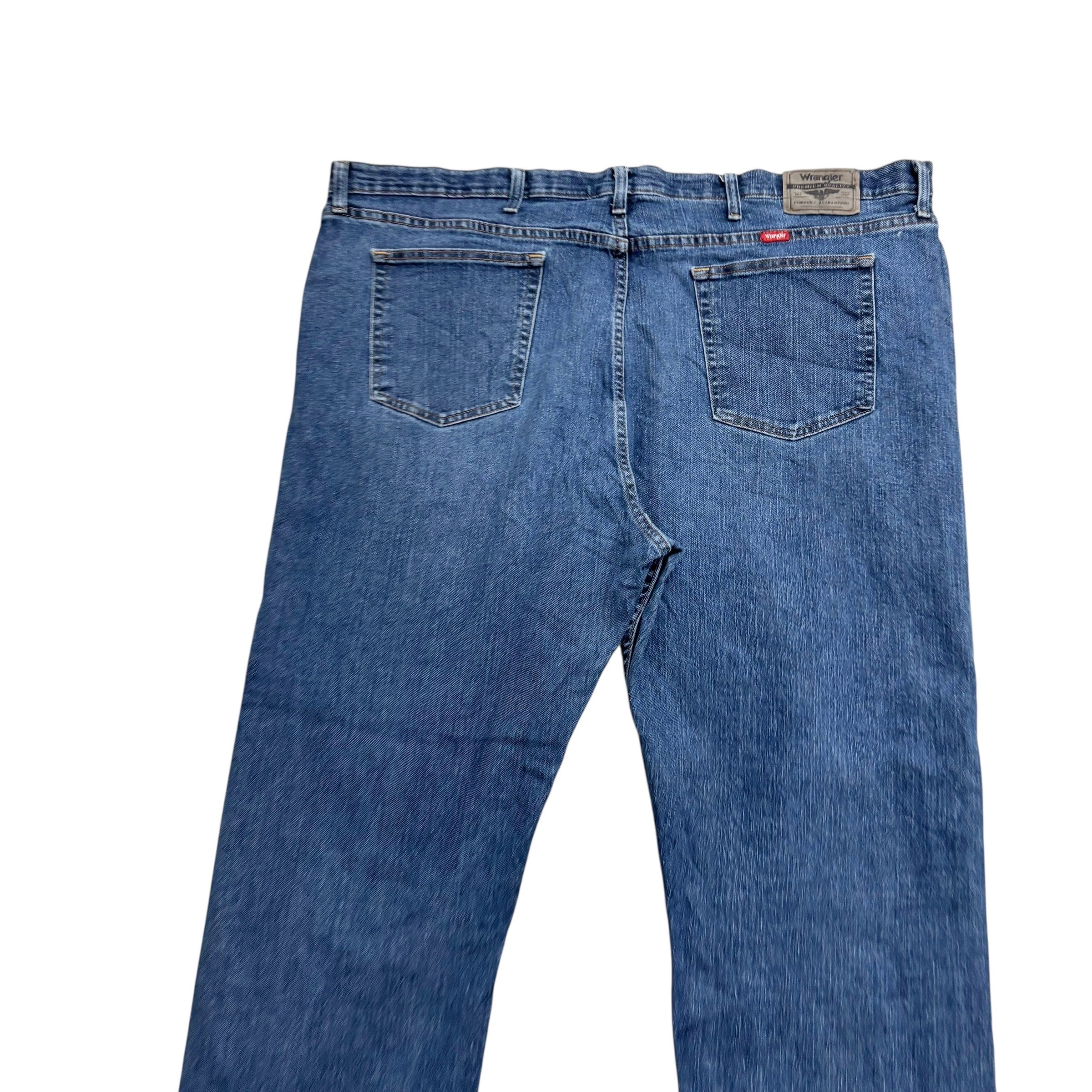 Wrangler Jeans W48 L30 Mens Mid Blue Regular Straight Fit Stretch Denim