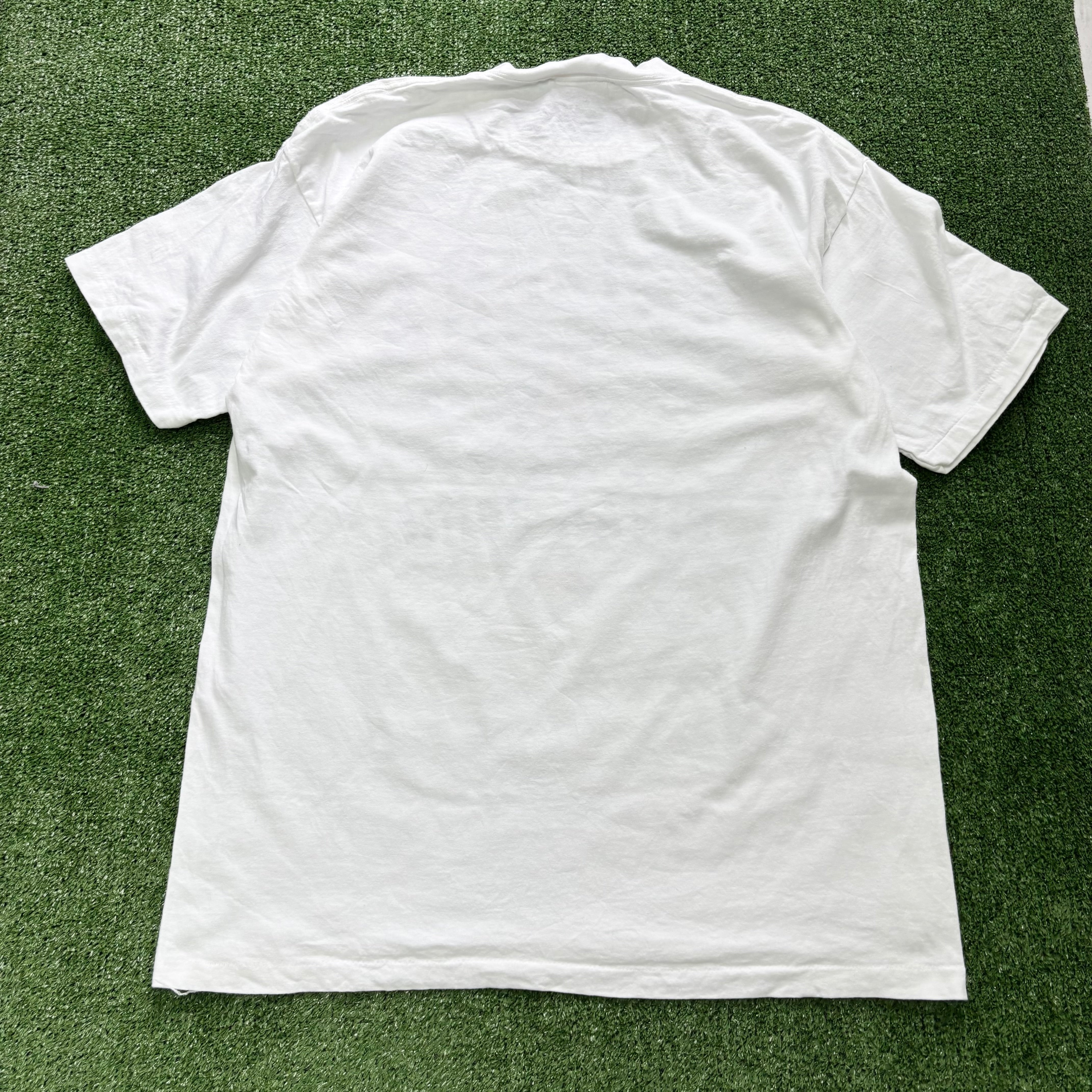 Vintage T Shirt Mens XL White Single Stitch Graphic Print Y2K College