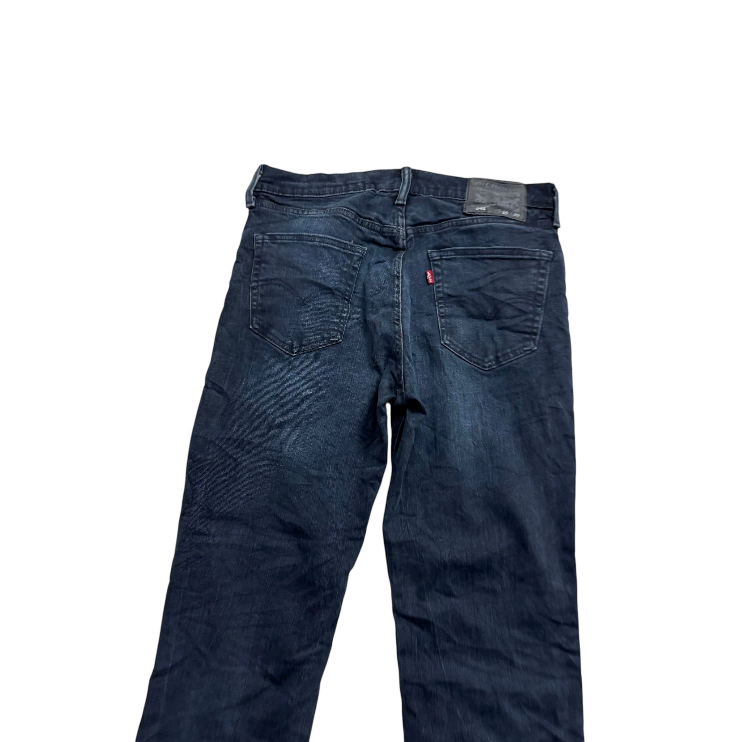 Levis 541 Jeans W30 L29 Mens Navy Blue Athletic Tapered Fit Stretch Denim (E)