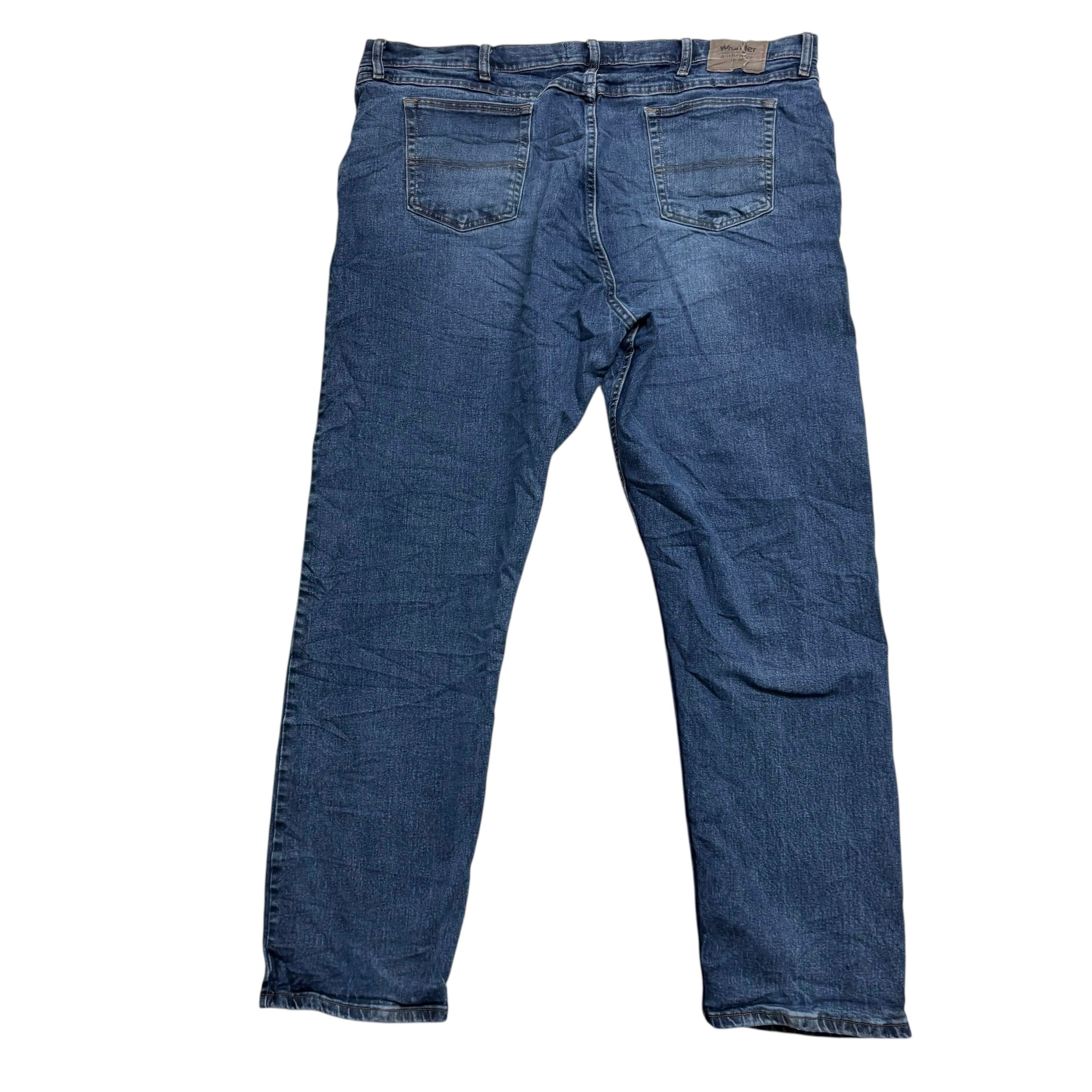 Wrangler Jeans W44 L34 Mens Mid Blue Relaxed Straight Fit Stretch Denim (E)