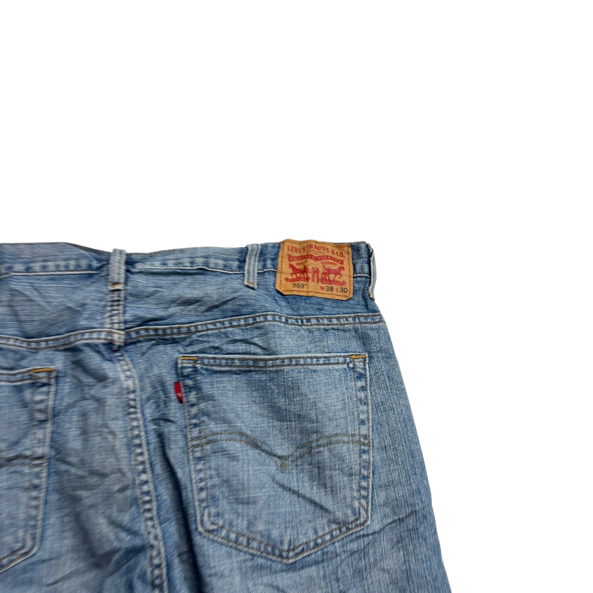 Levis 569 Jeans W38 L29 Mens Light Blue Baggy Relaxed Straight Fit Denim