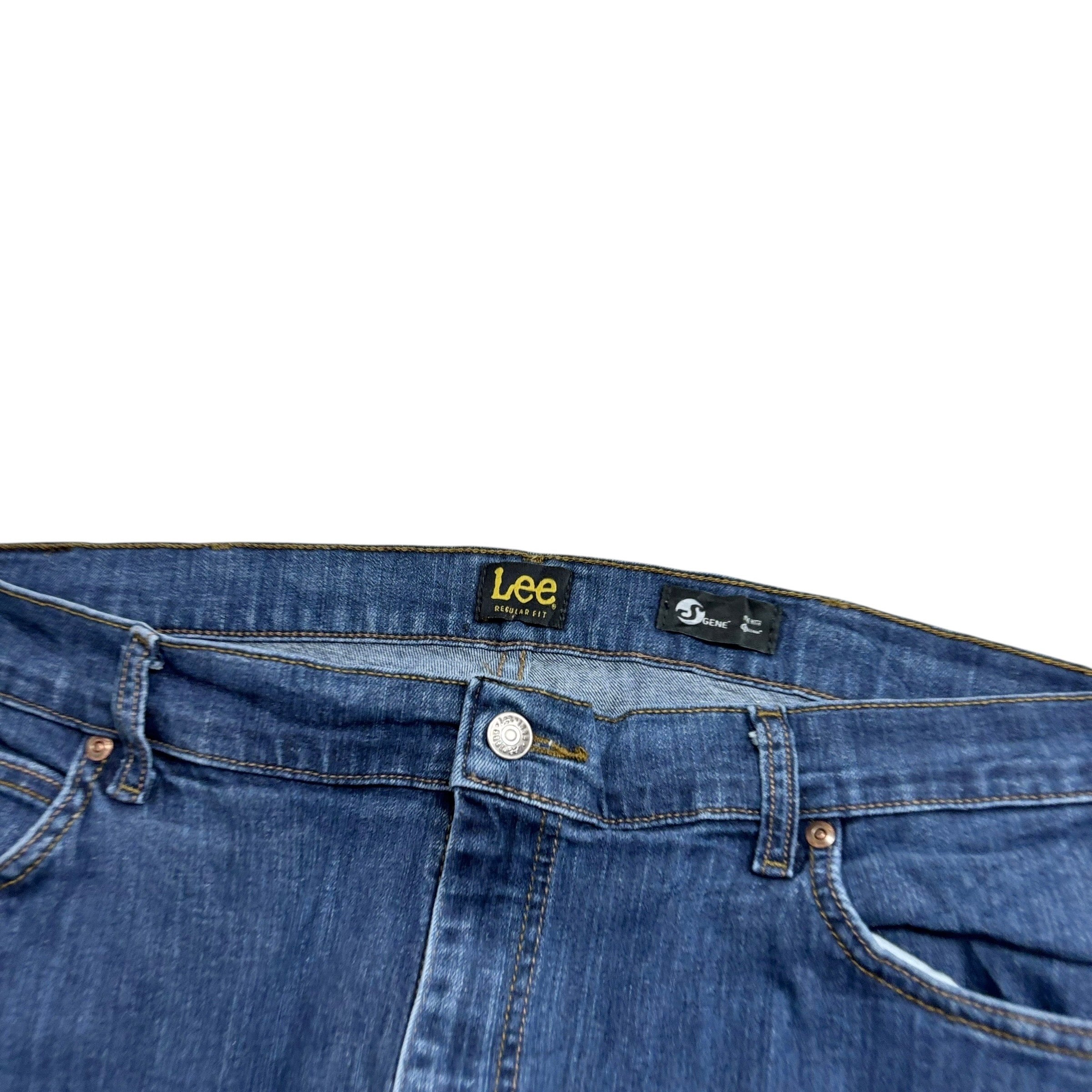 Lee Jeans W42 L32 Mens Mid Blue Regular Tapered Fit Stretch Denim (E)