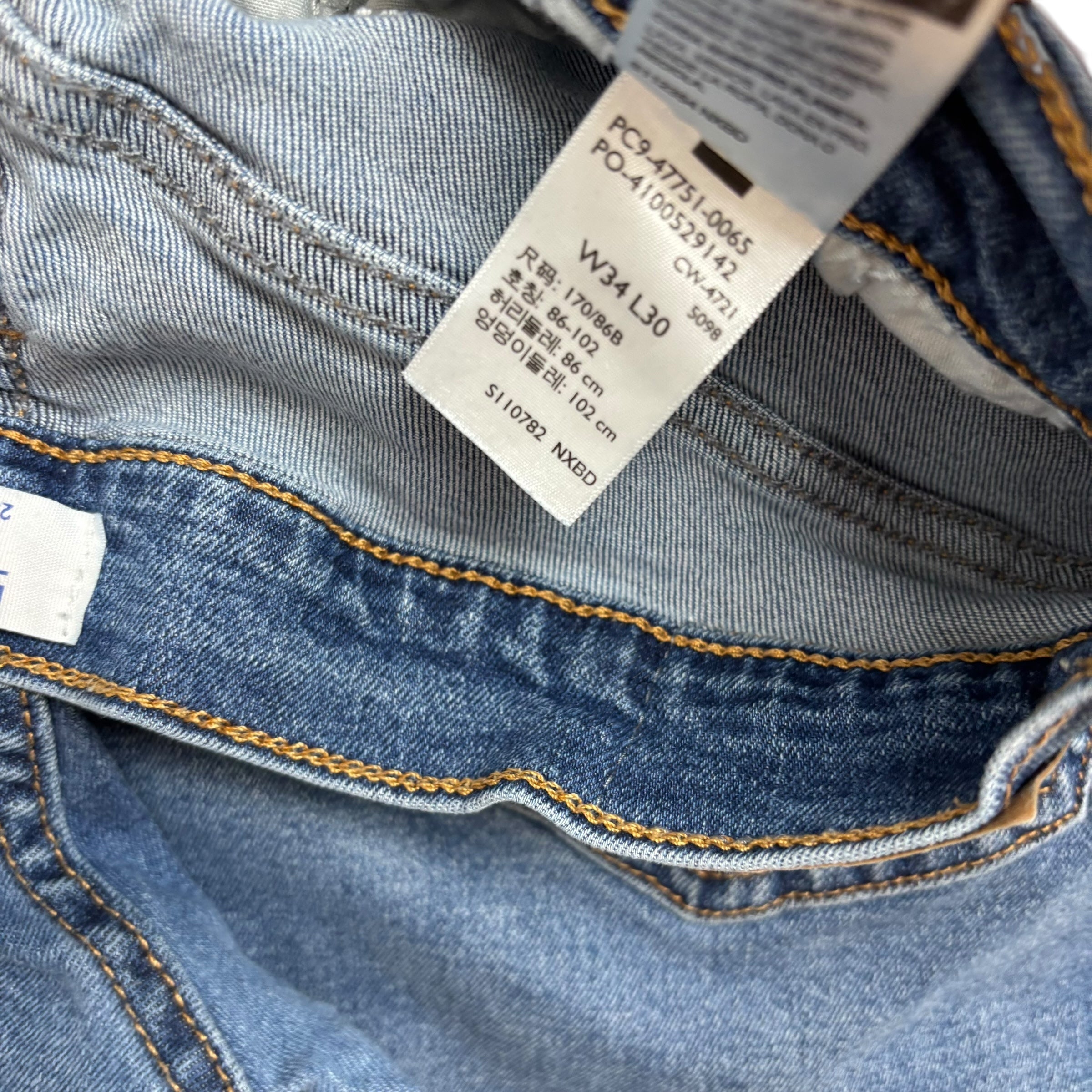 Levis Denizen Jeans W34 L29 Mens Mid Blue Athletic Tapered Fit Stretch Denim