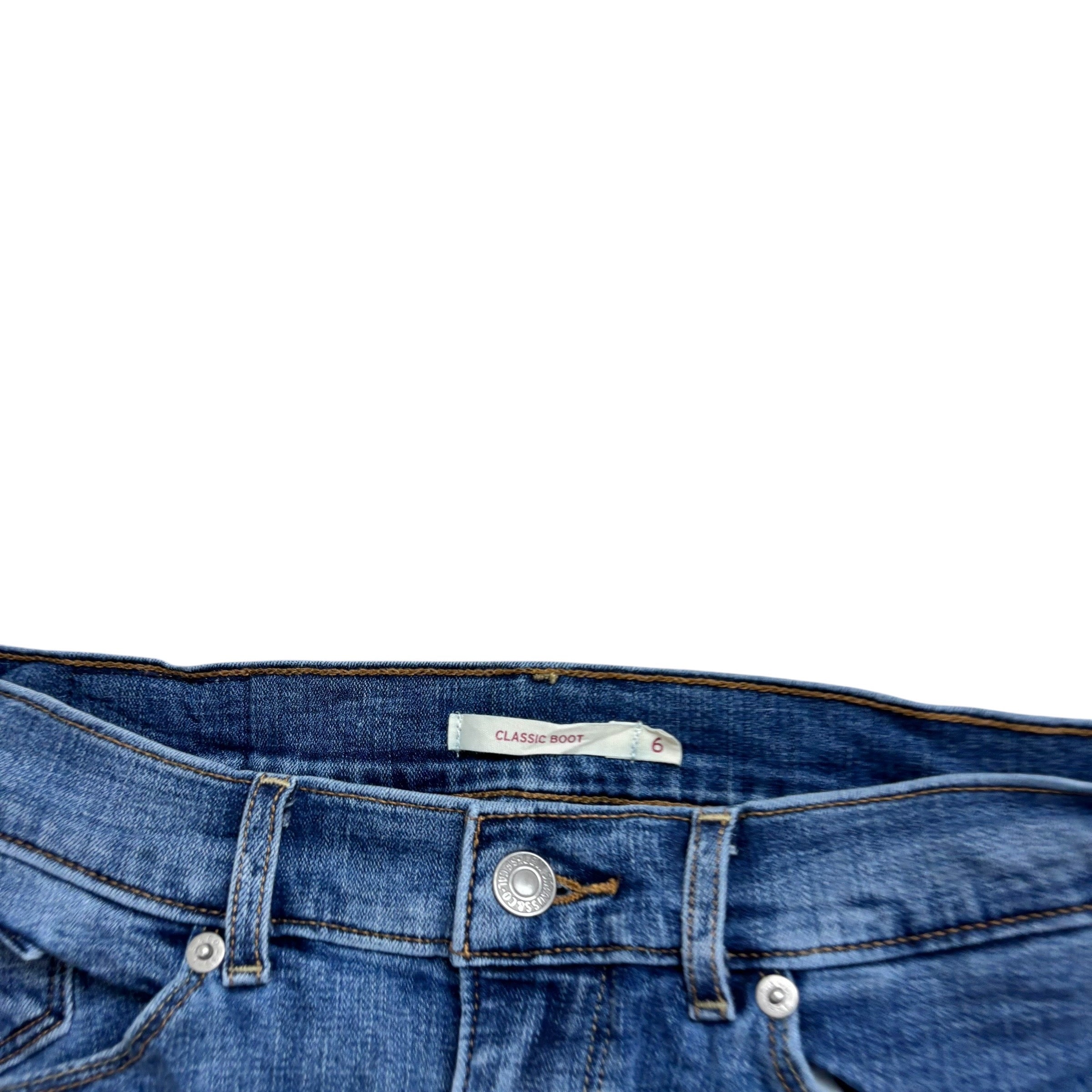 Levis Jeans W28 L30 Womens Classic Bootcut Mid Blue Stretch Denim (E)