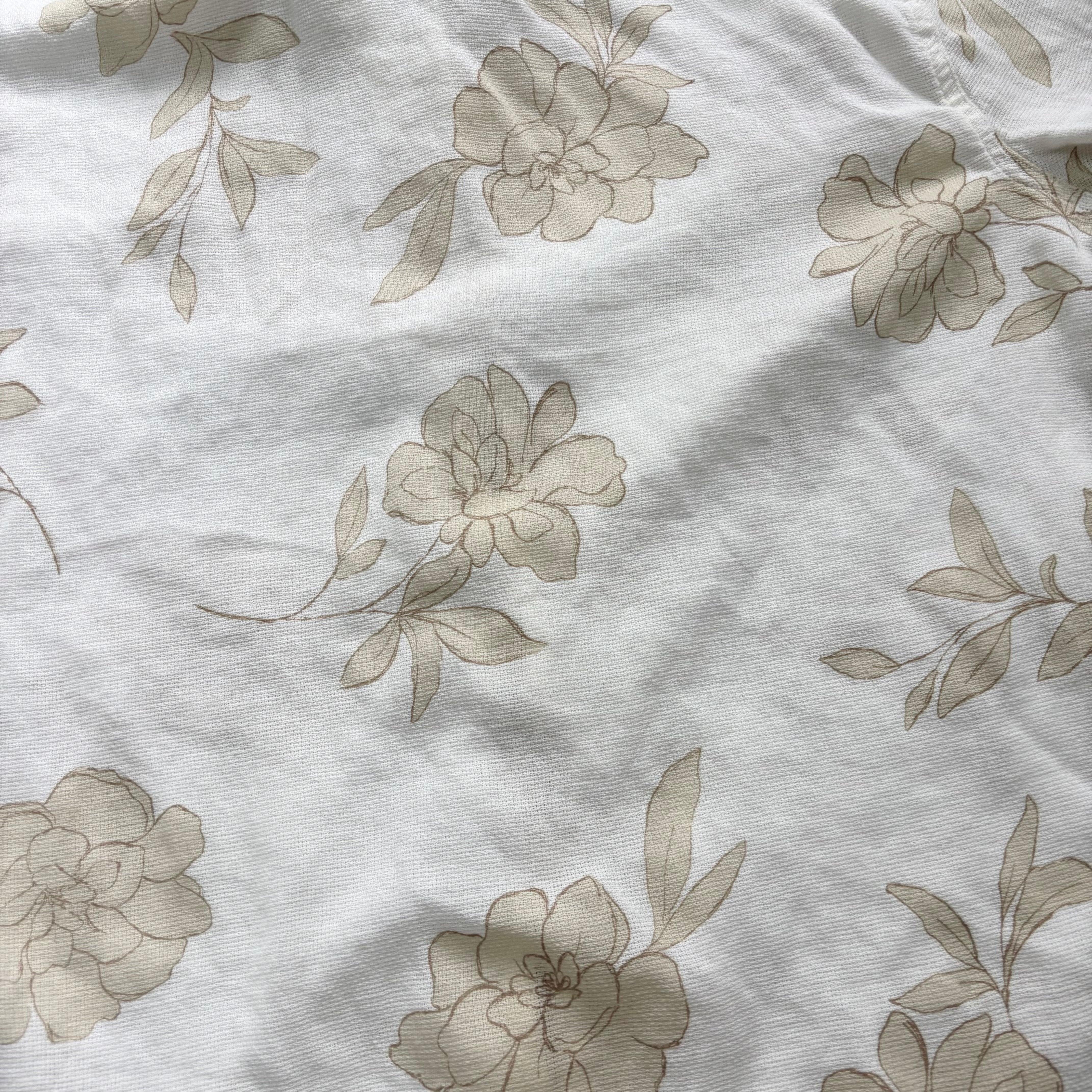 Hollister Hawaiian Shirt Mens Large White Aloha Short Sleeve Cotton Linen Blend