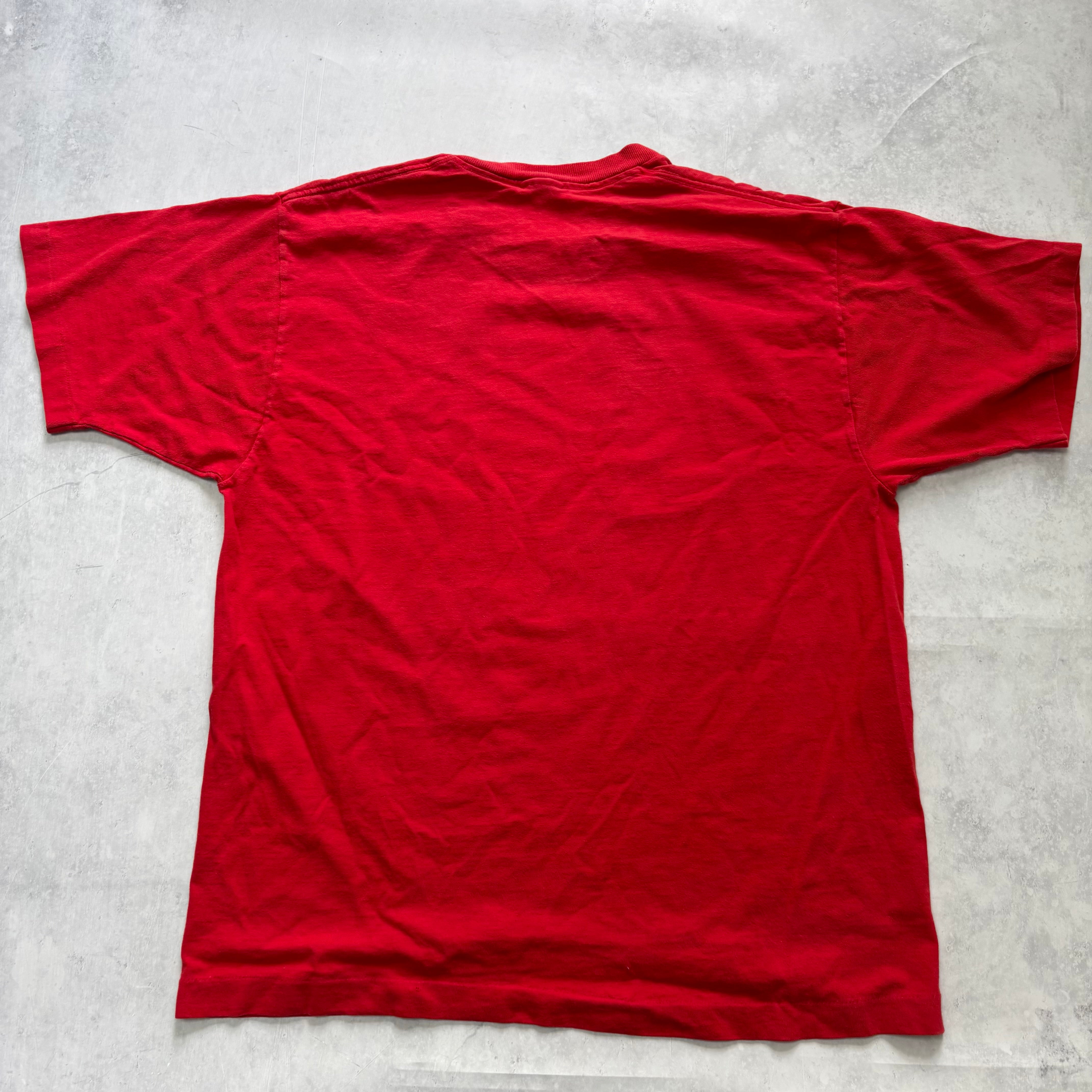 Vintage T Shirt Mens Large Red Single Stitch Graphic Print 90s USA (F)
