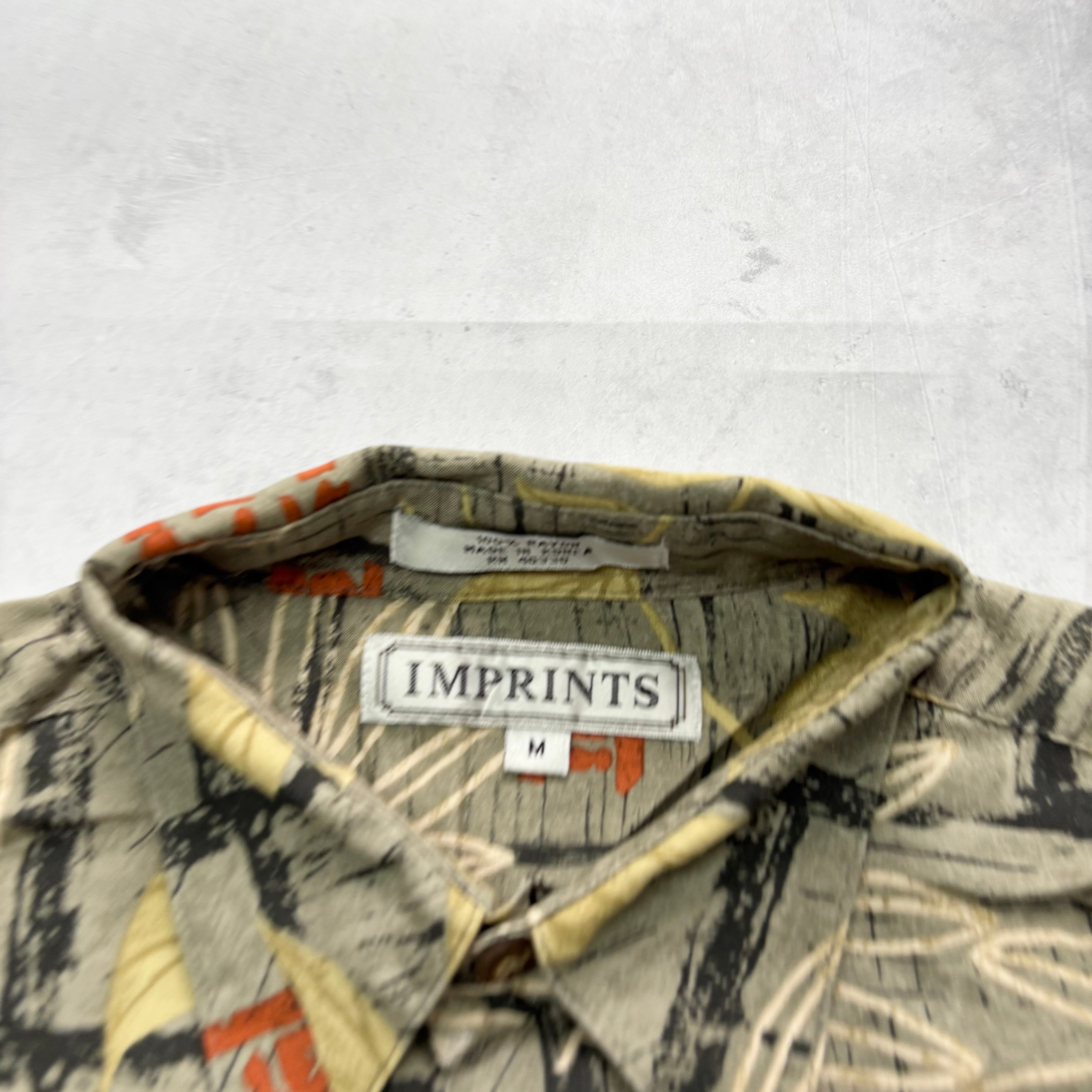 Vintage Hawaiian Shirt Mens Medium Grey Floral Aloha Short Sleeve Rayon (E)