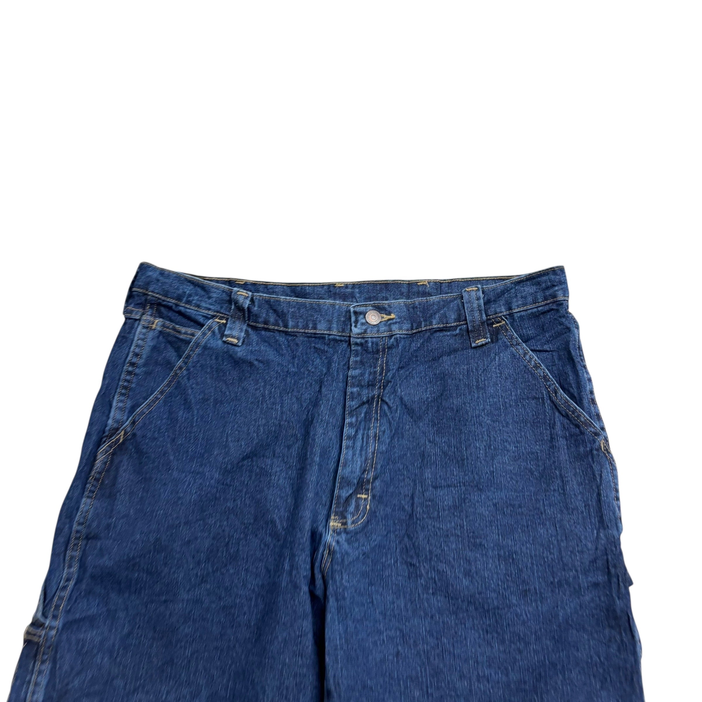 Wrangler Baggy Jorts W36 Mens Dark Blue Denim Shorts Carpenter Stretch (E)