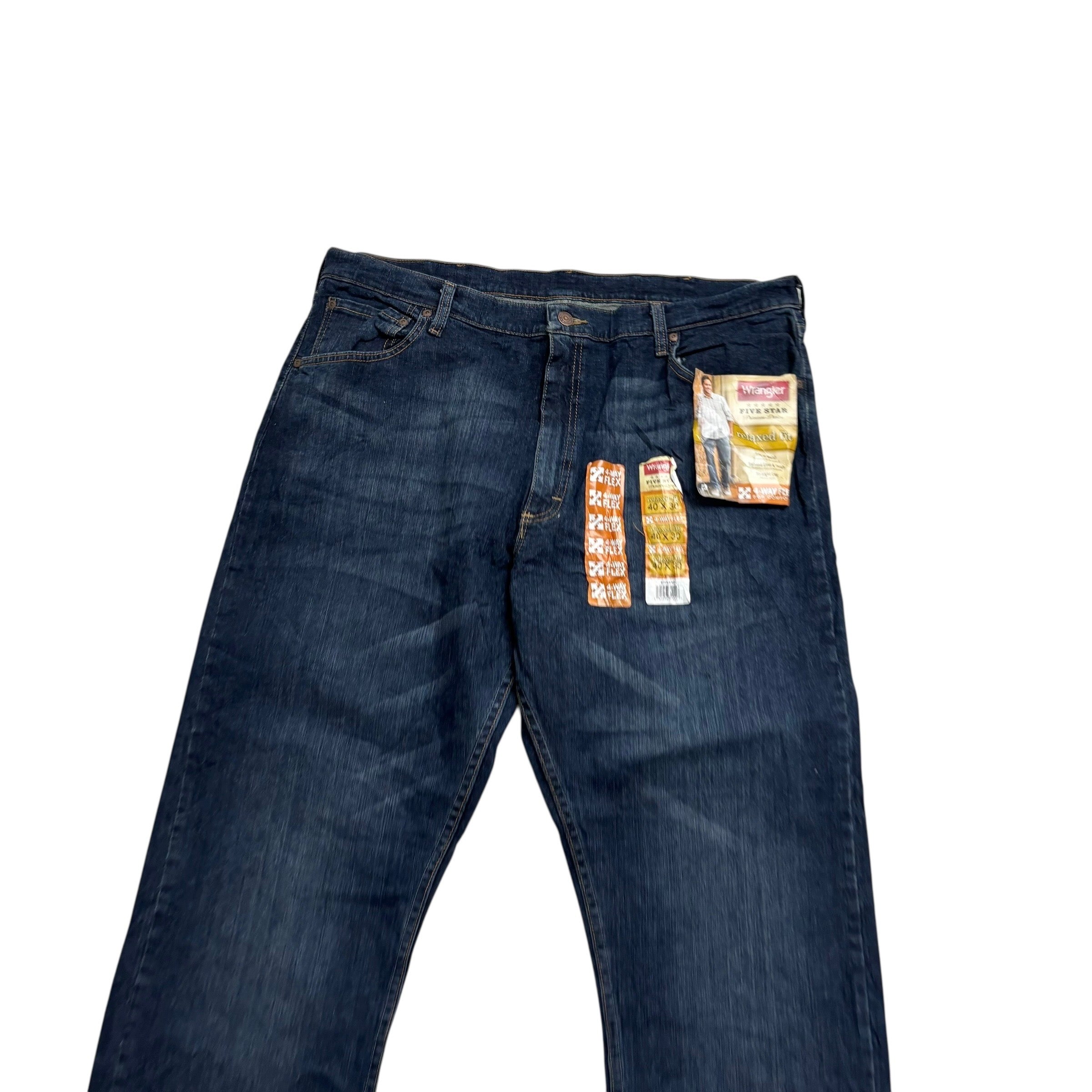 Wrangler Jeans W40 L30 Mens Dark Blue Relaxed Straight Fit Stretch Denim (E)