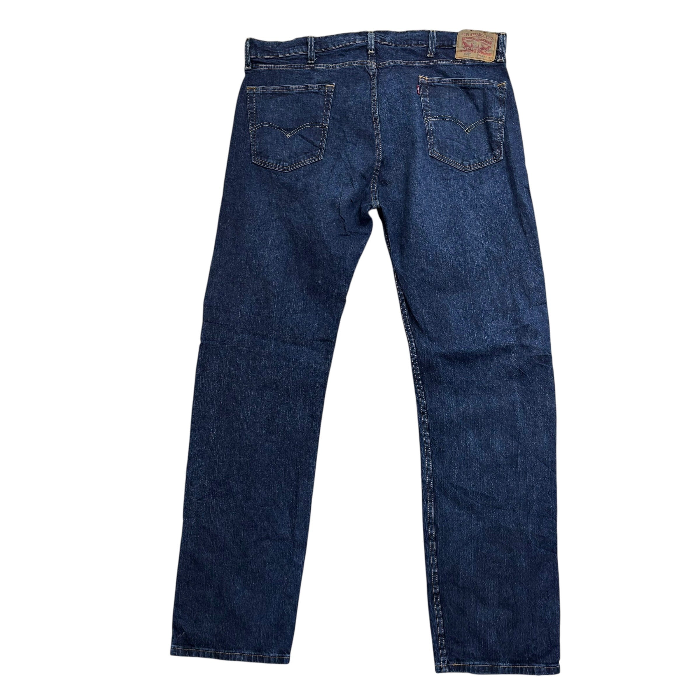 Levis 505 Jeans W40 L34 Mens Dark Blue Regular Straight Fit Stretch Denim (E)