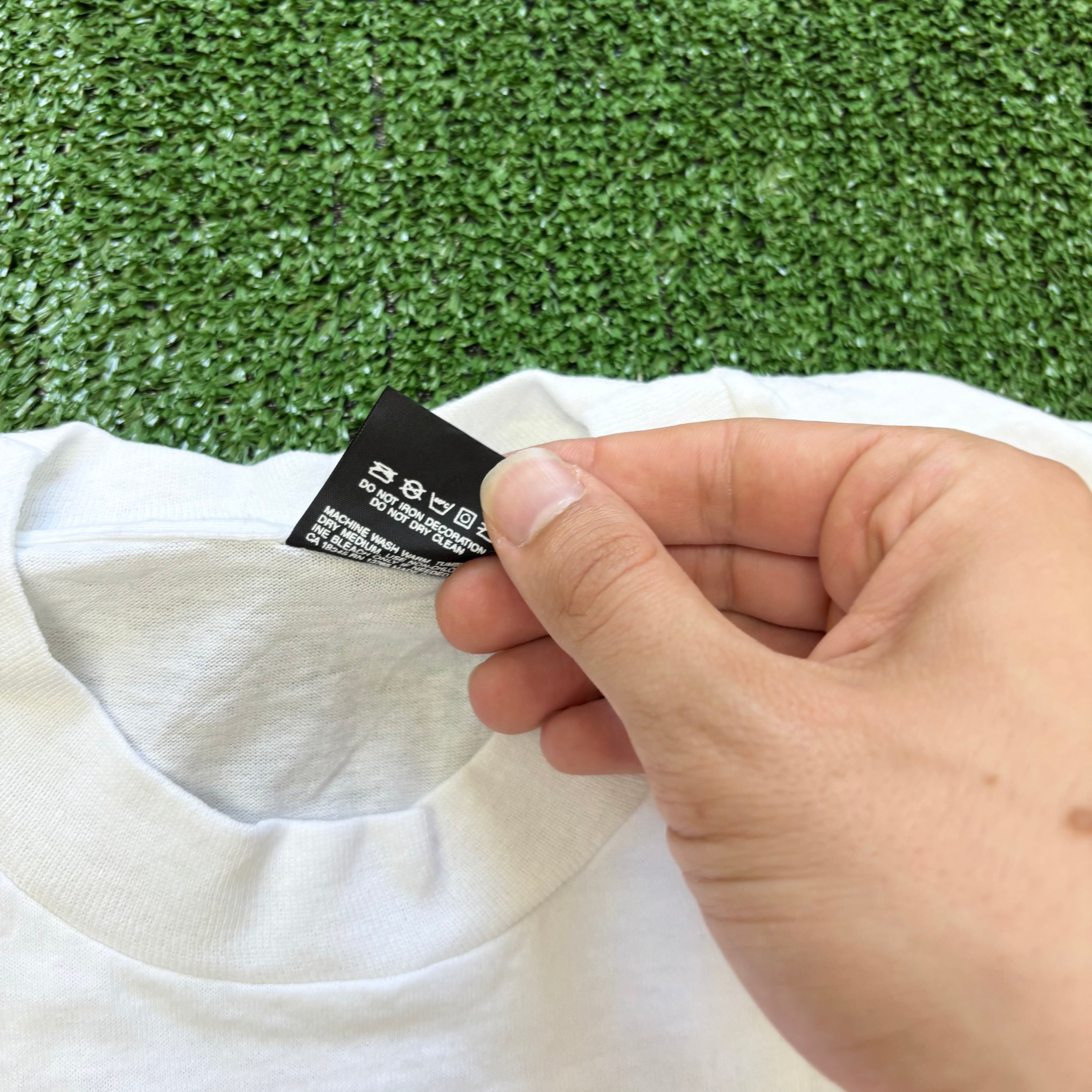 Vintage T Shirt Mens Large White Single Stitch Graphic Print 90s Sports (E)