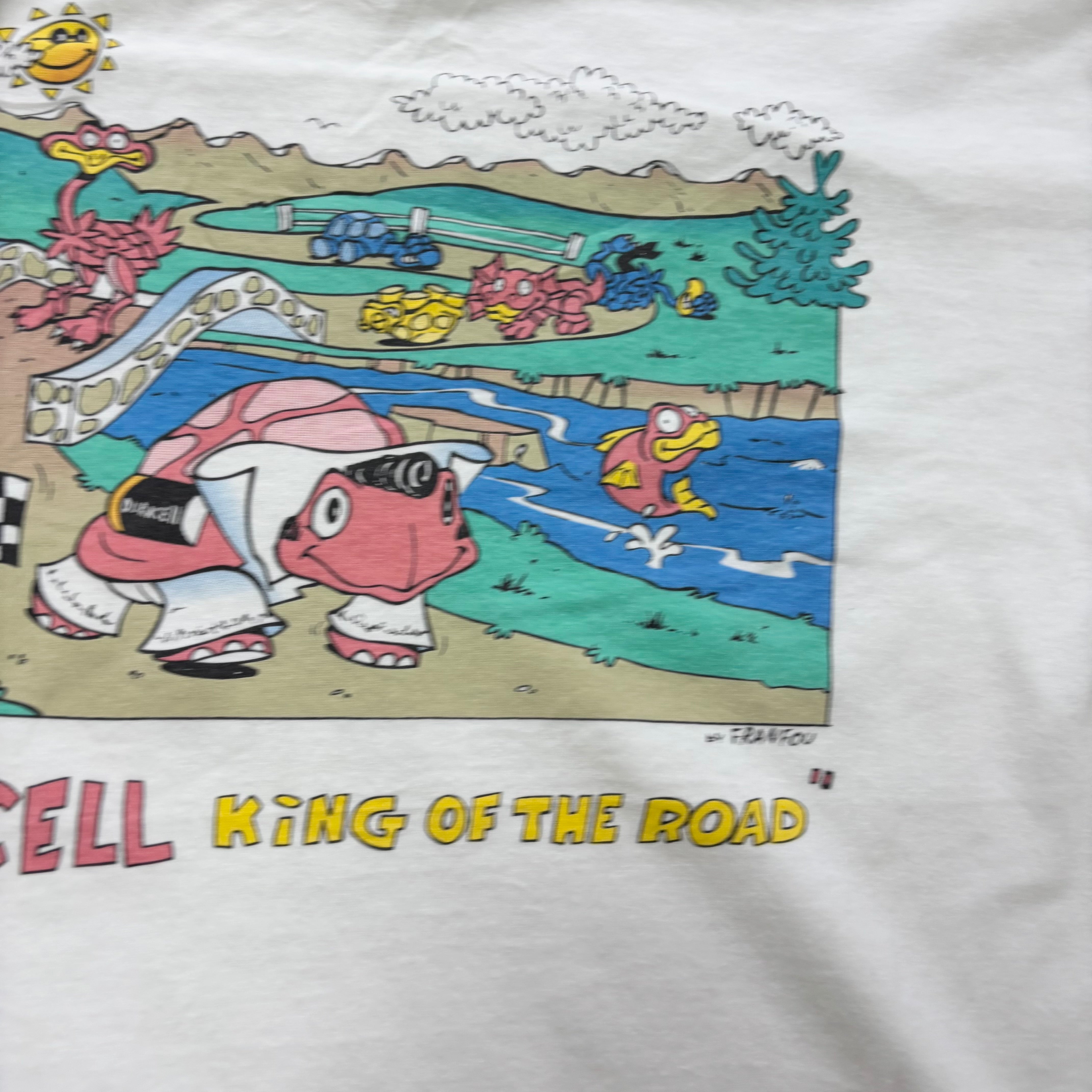 Vintage T Shirt Mens Medium White Single Stitch Graphic Print 90s (F)