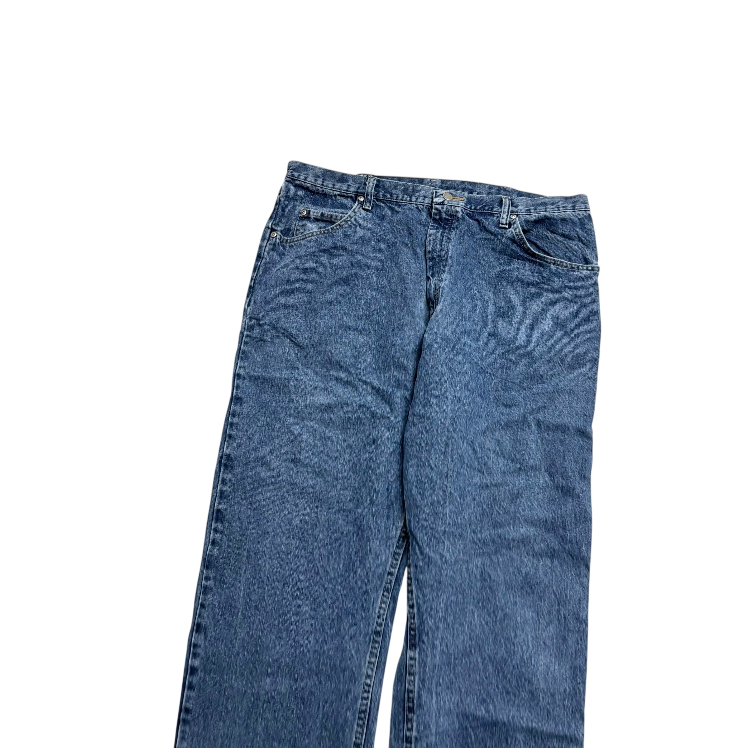 Wrangler Jeans W40 L32 Mens Mid Blue Relaxed Straight Fit Baggy Denim (E)