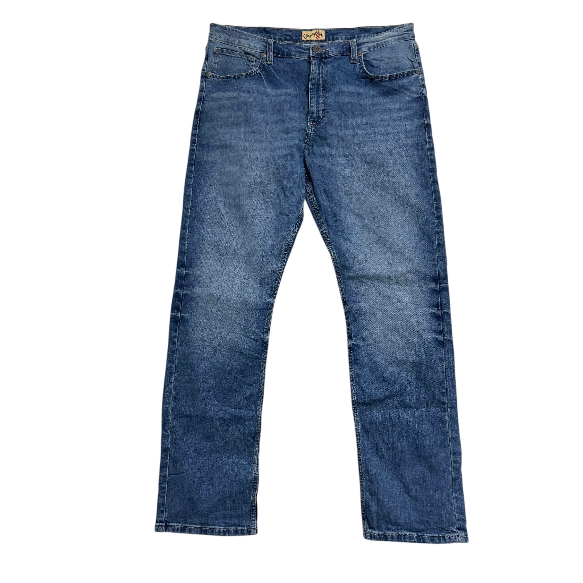 Wrangler Jeans W38 L34 Mens Mid Blue Slim Straight Fit Stretch Denim (E)