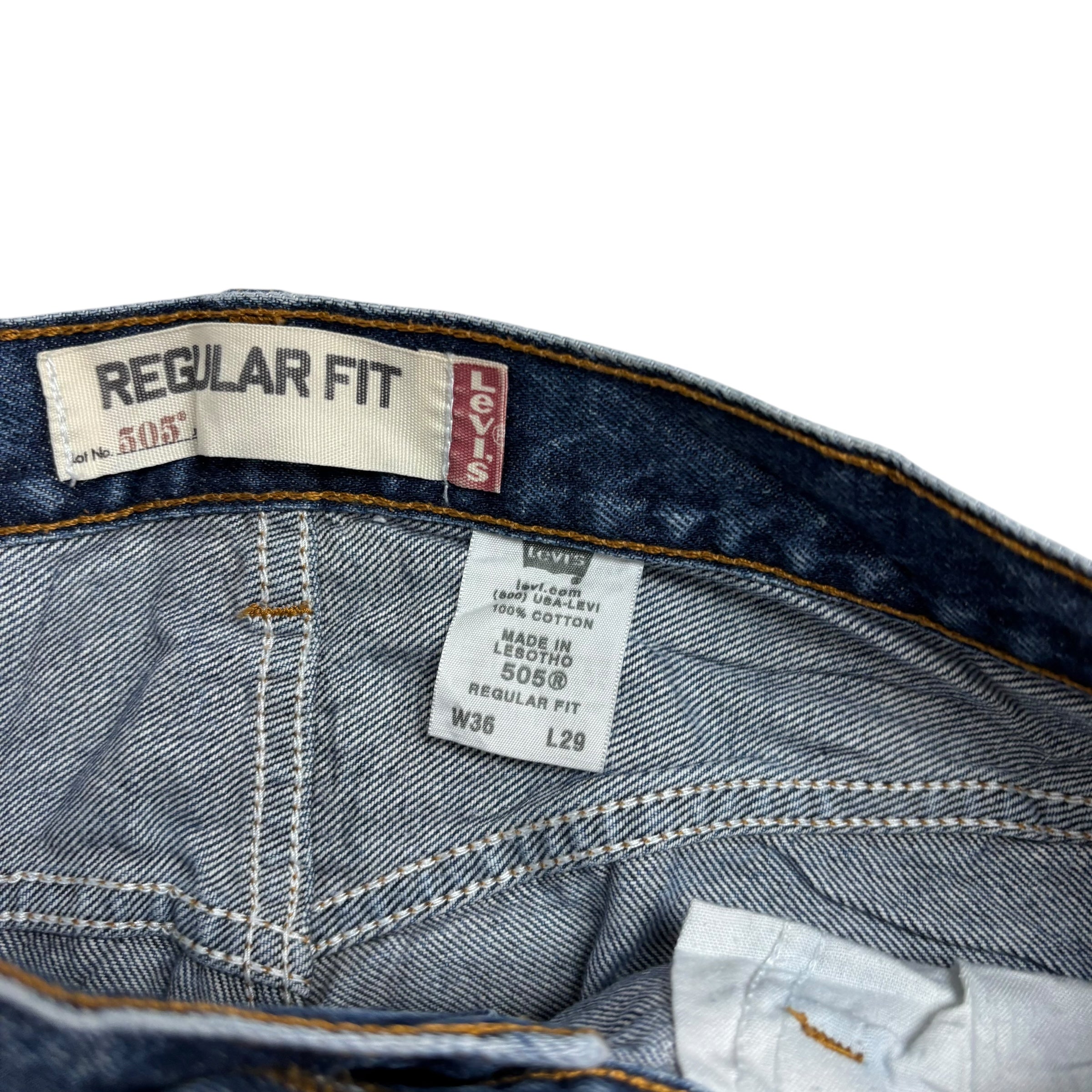 Levis 505 Jeans W36 L29 Mens Mid Blue Regular Straight Fit Vintage Denim