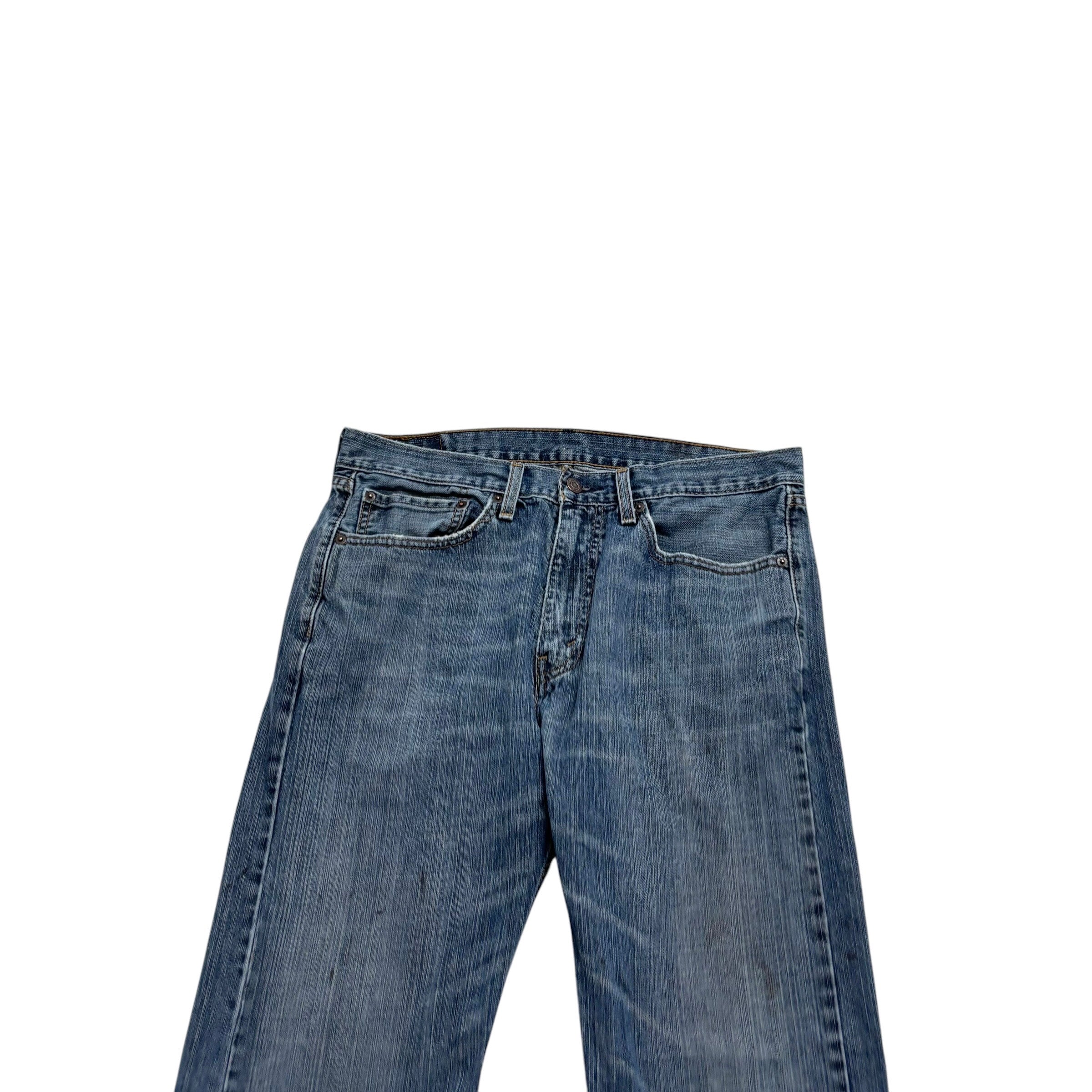 Levis 505 Jeans W34 L29 Mens Mid Blue Regular Straight Fit Denim (F)