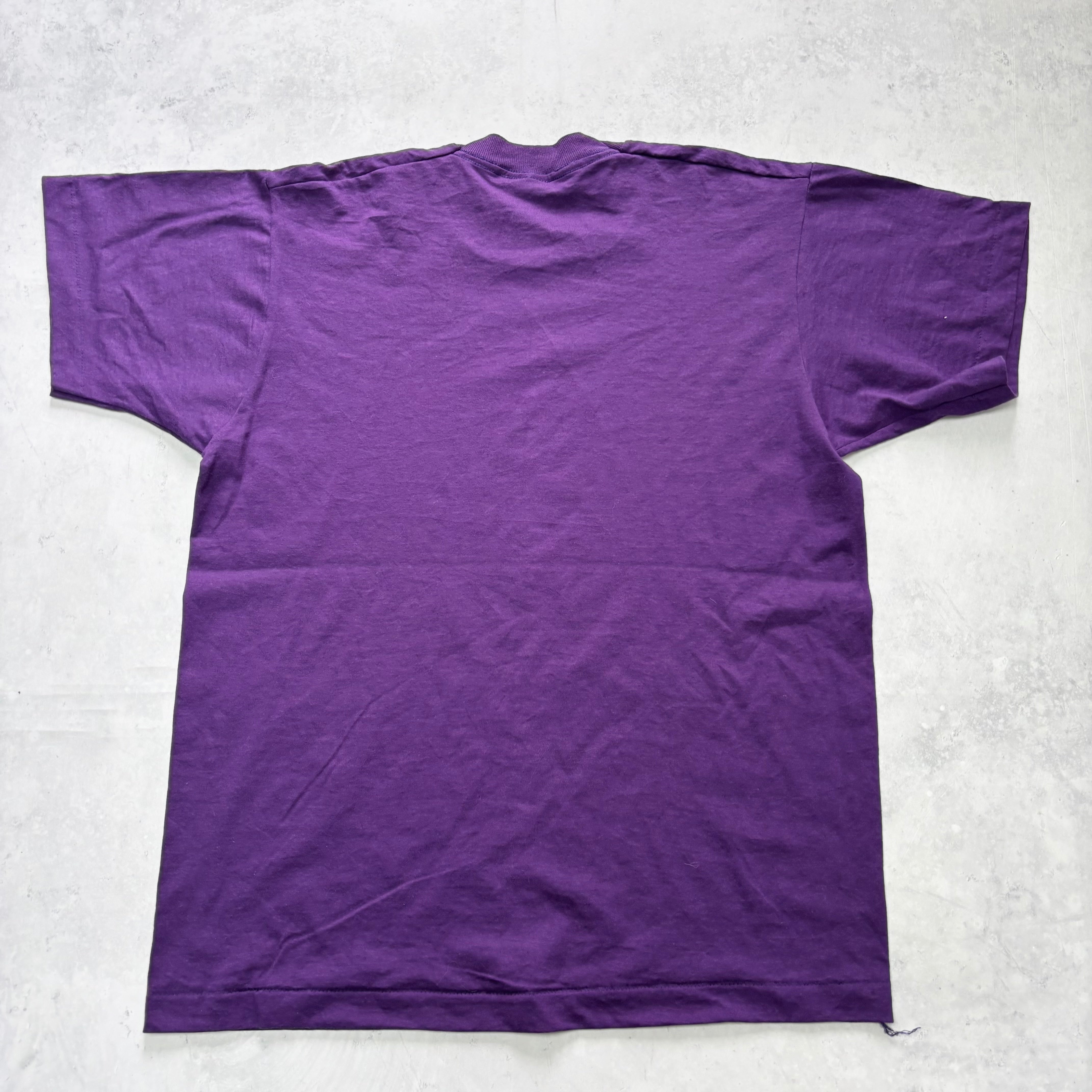 Vintage T Shirt Mens Large Purple Single Stitch Graphic Print 90s Tourist (E)