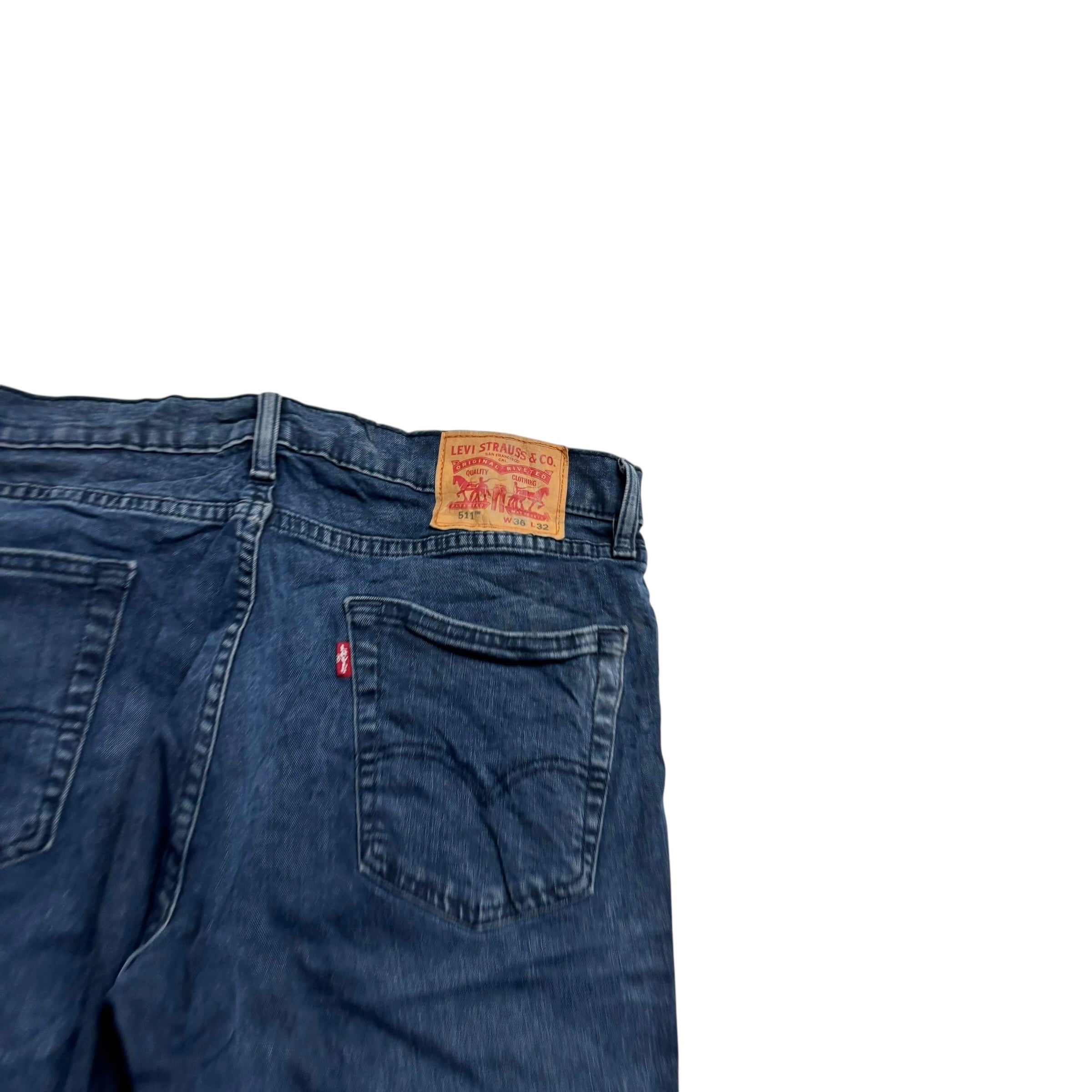 Levis 511 Jeans W36 L32 Mens Navy Blue Slim Fit Stretch Denim (E)